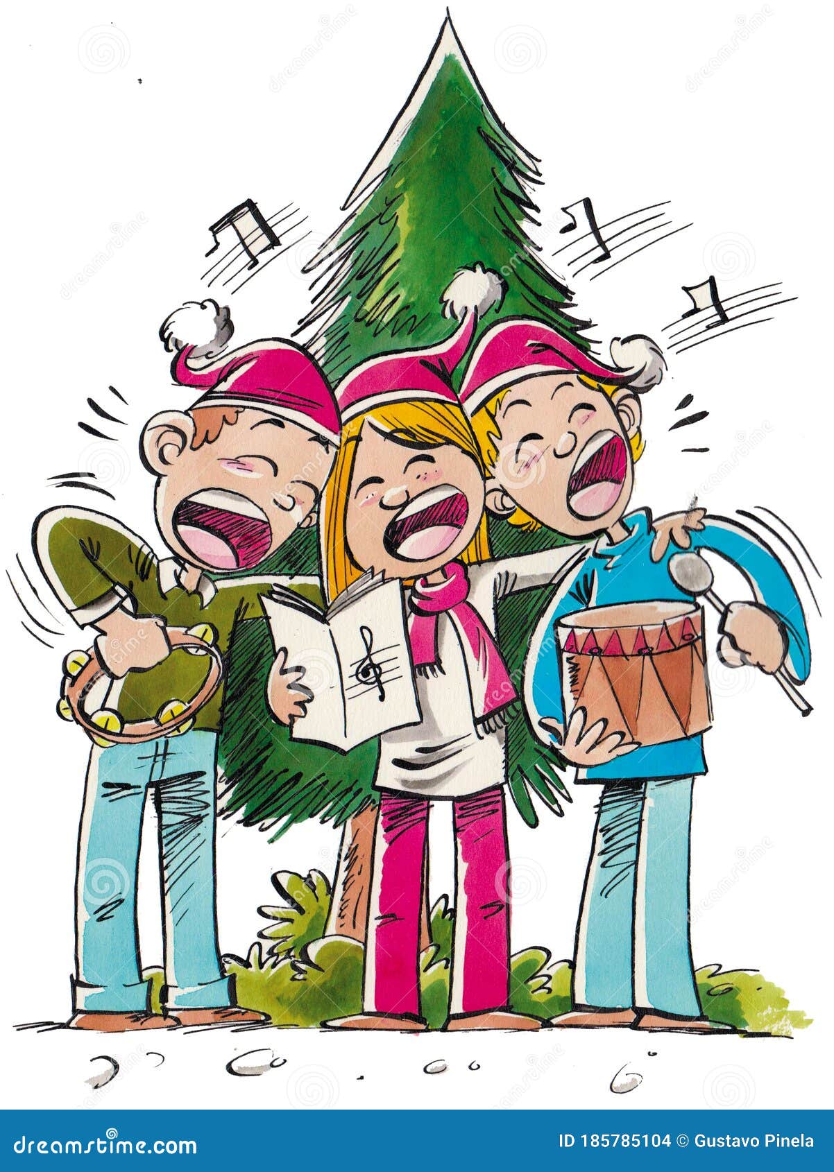 group of teenagers singing christmas carols