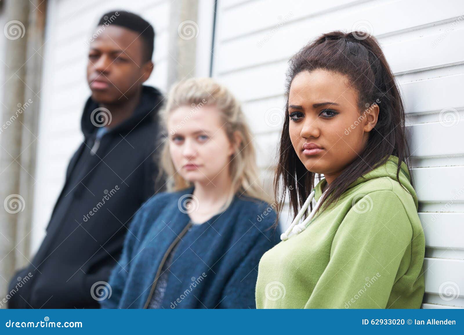 group of teenagers in urban environment