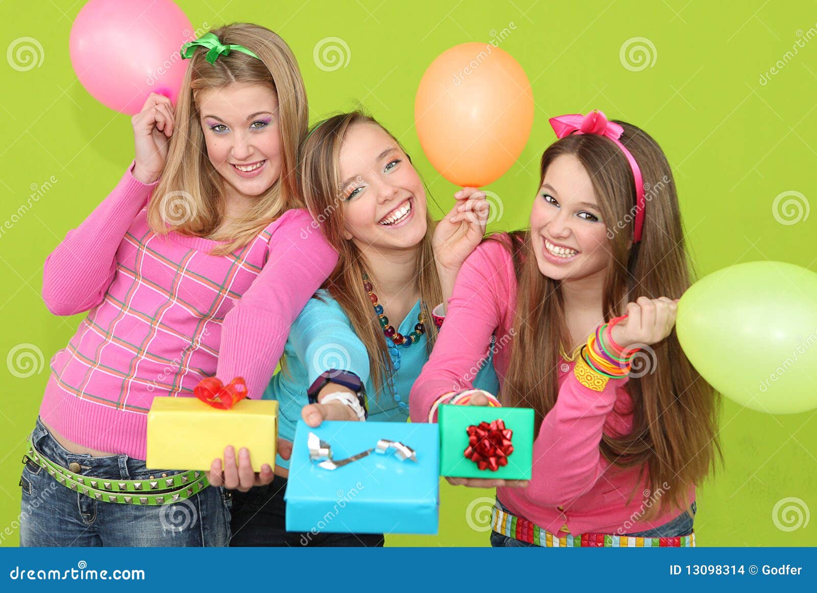 Group Teens party gifts stock photo. Image of fashionable - 13098314