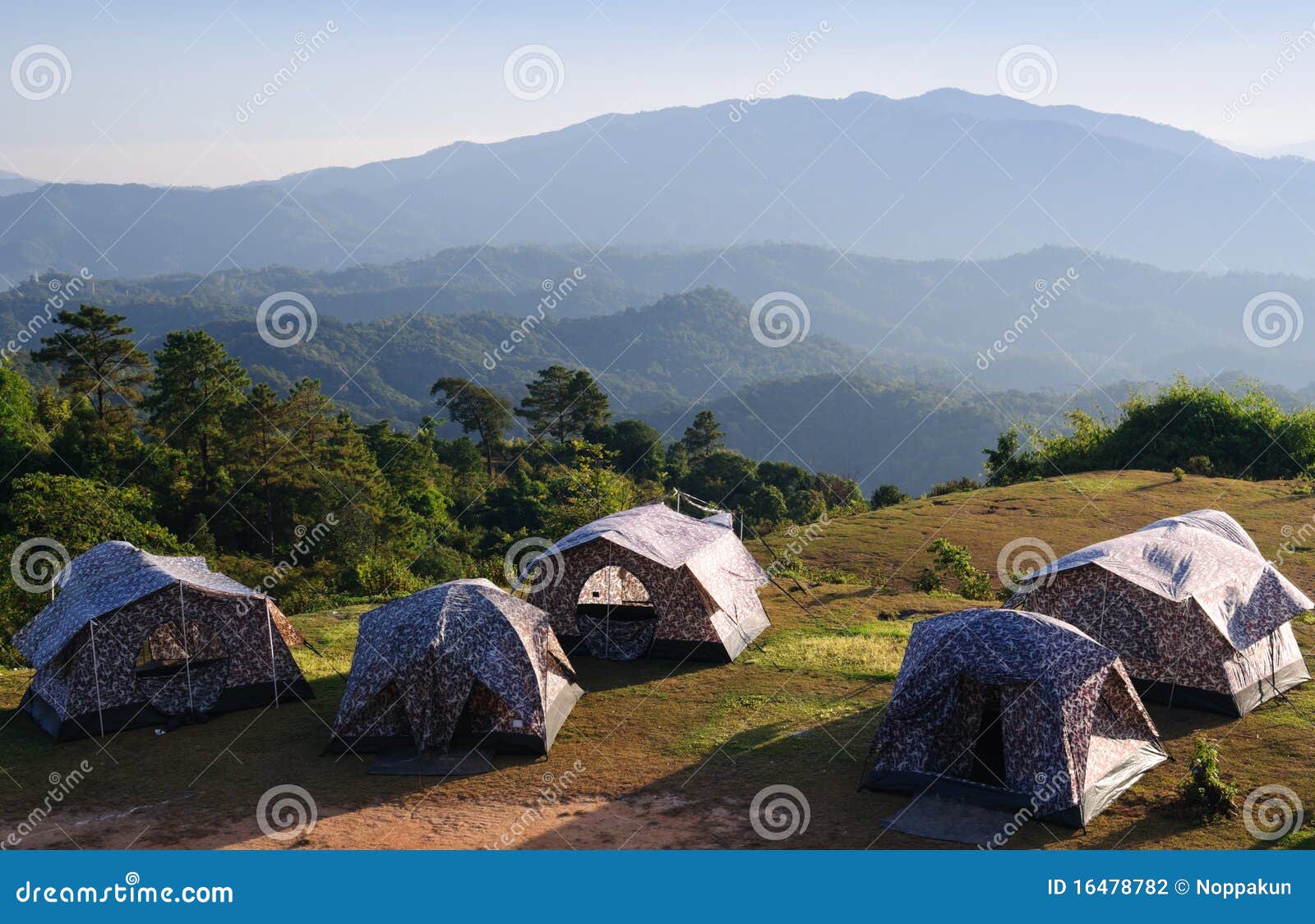 Group of Tent, Camping at Mountain Stock Photo Image of green, blue