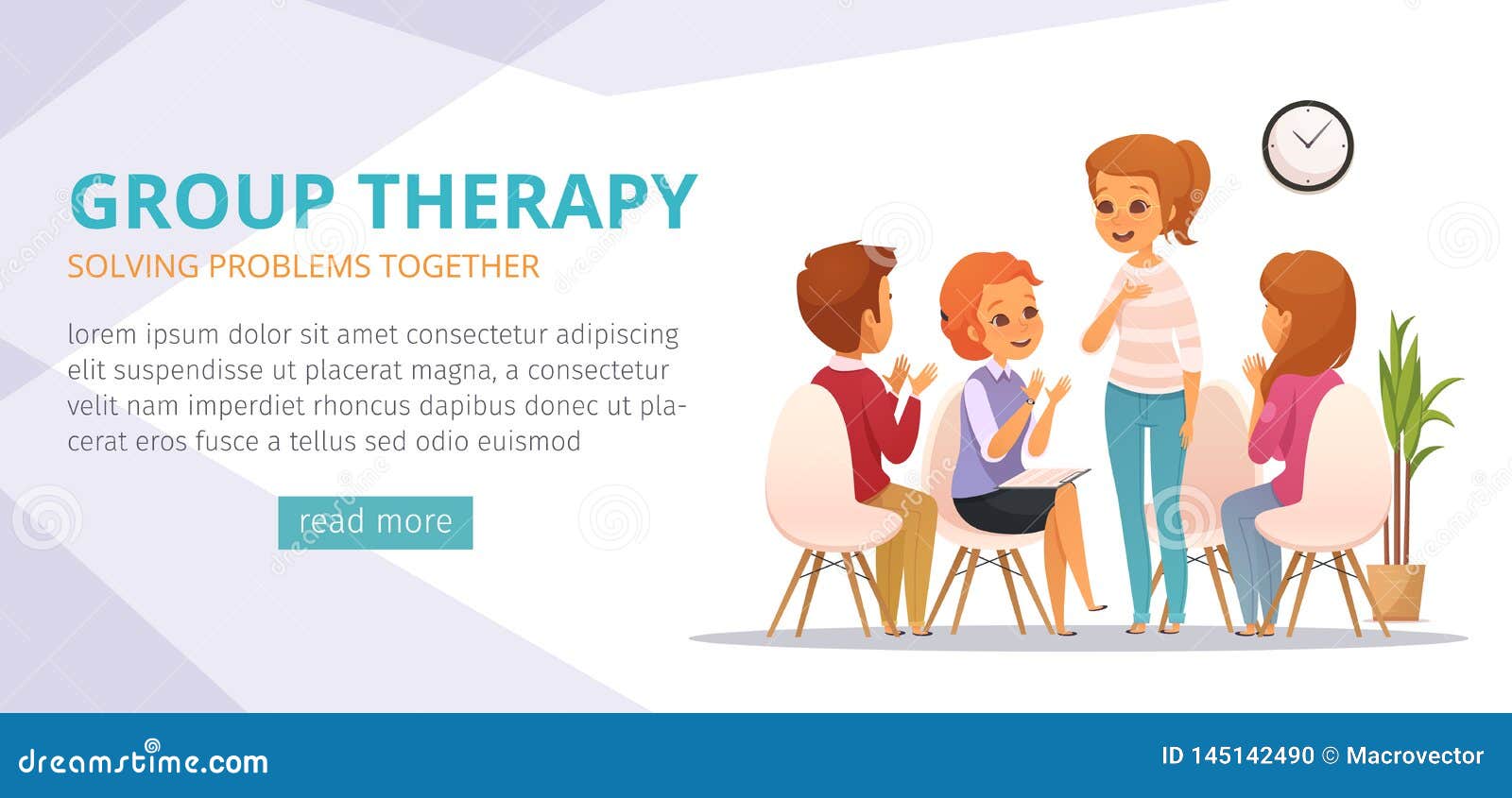 Group Therapy Cartoon Banner Stock Vector - Illustration of background