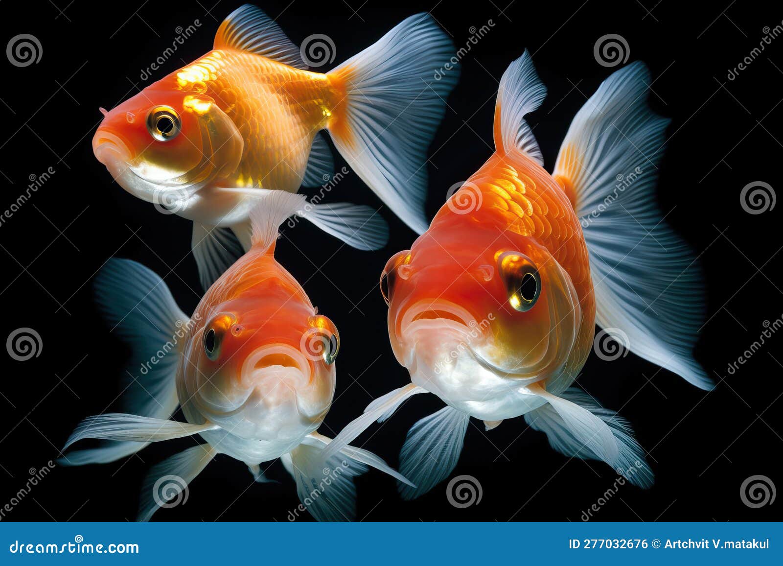 Three Goldfish in Aquarium Facing Forward Stock Illustration - Illustration  of themes, beautiful: 277032676