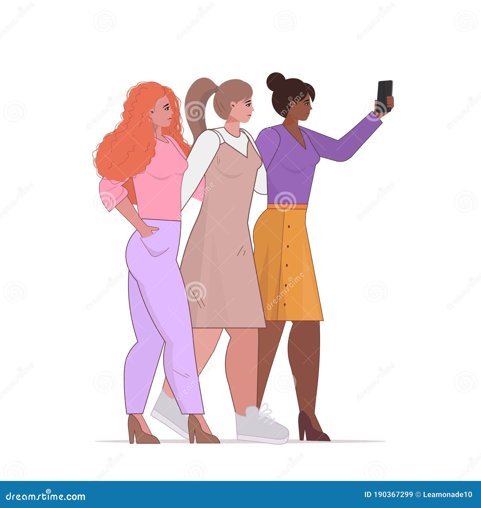 Group of Three Friends Taking a Selfie and Laughing. Friendship and Youth  Concept. Cartoon Vector Illustration Stock Vector - Illustration of  friendship, mobile: 190367299