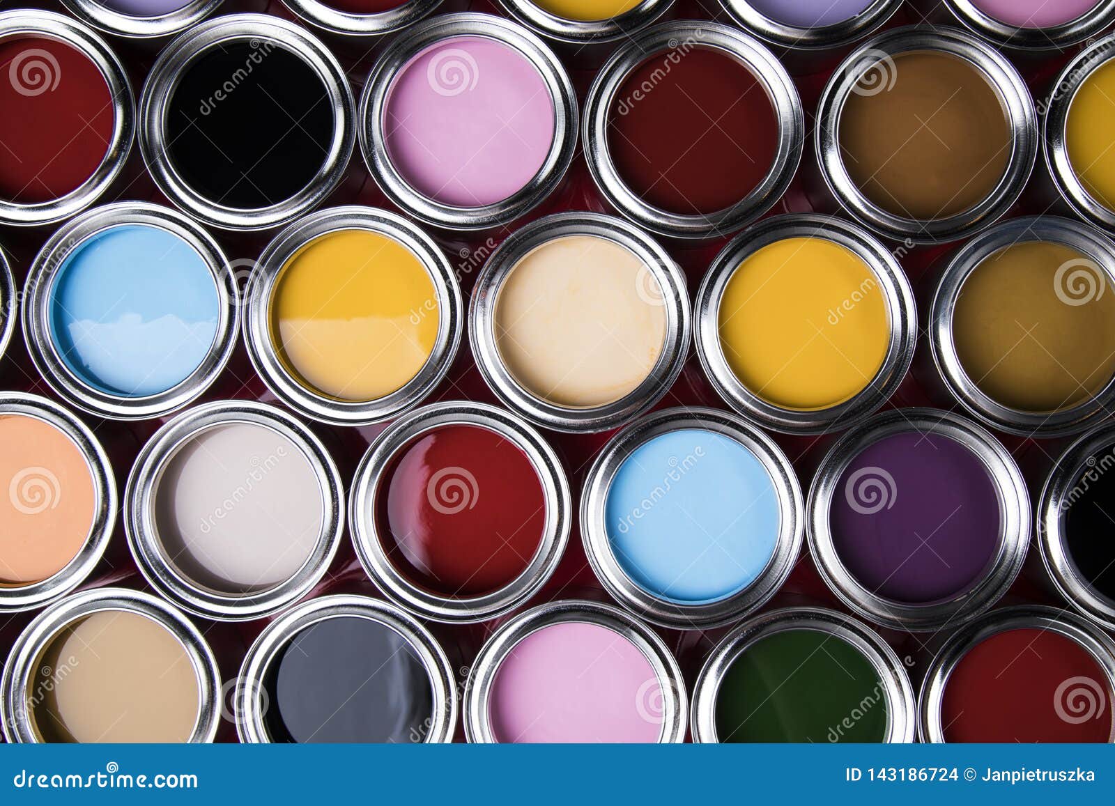 Group of Tin Metal Cans with Color Paint Stock Photo Image of painter