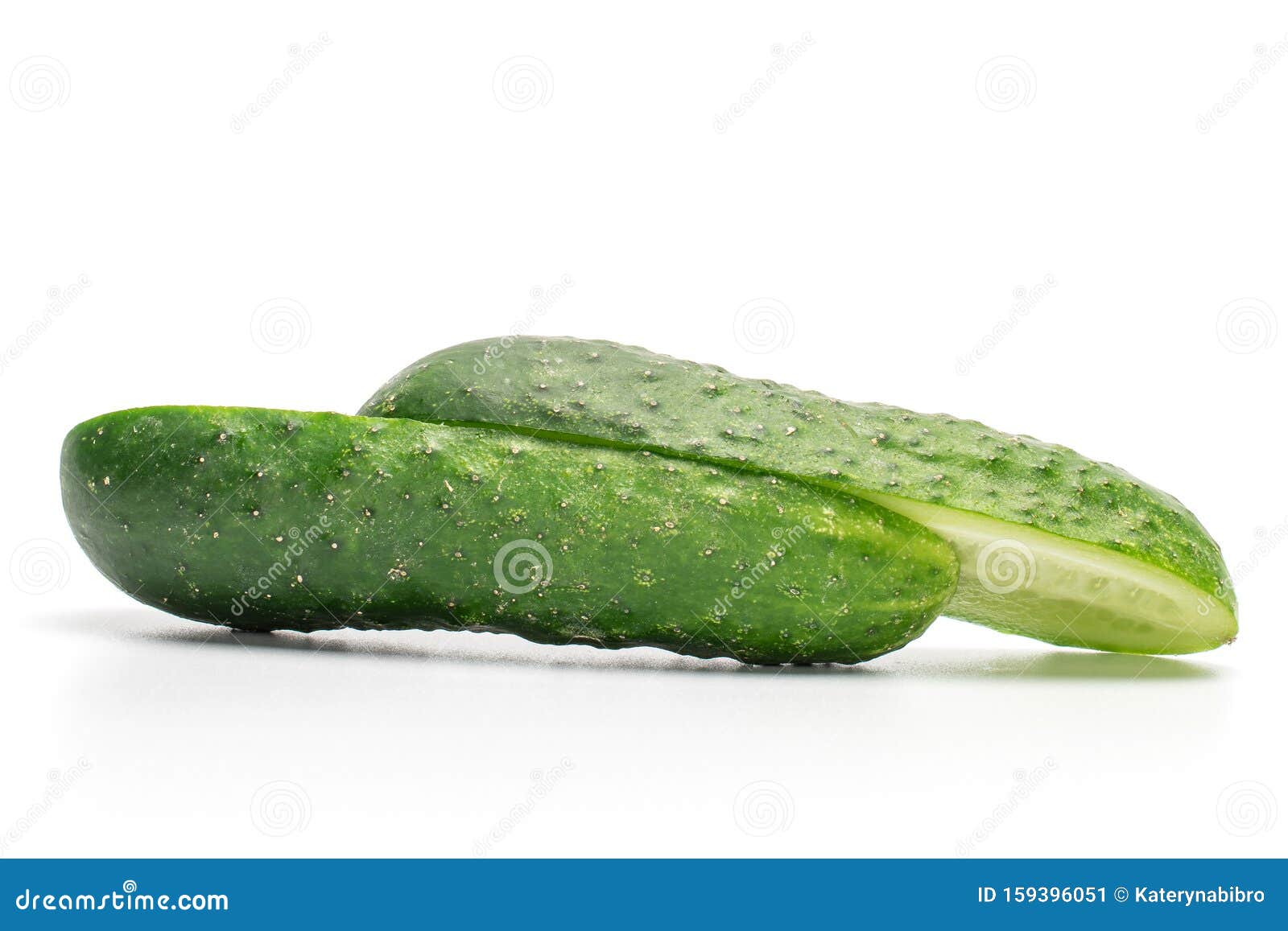 fresh pickling cucumber  on white