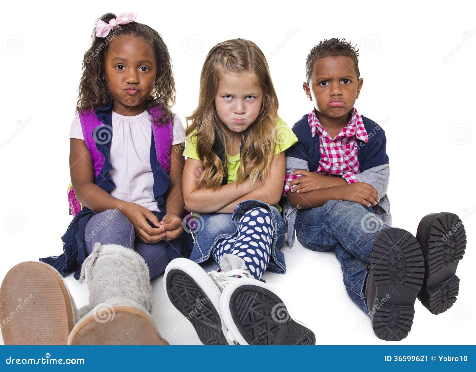 group of unhappy and upset kids