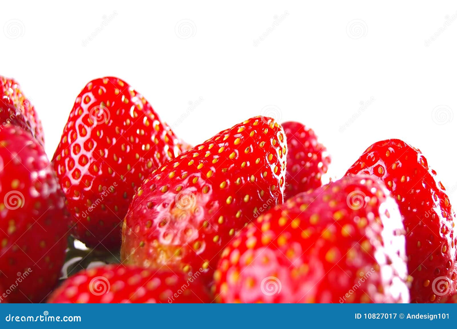 Group of Upside Down Strawberries Isolated Stock Image Image of