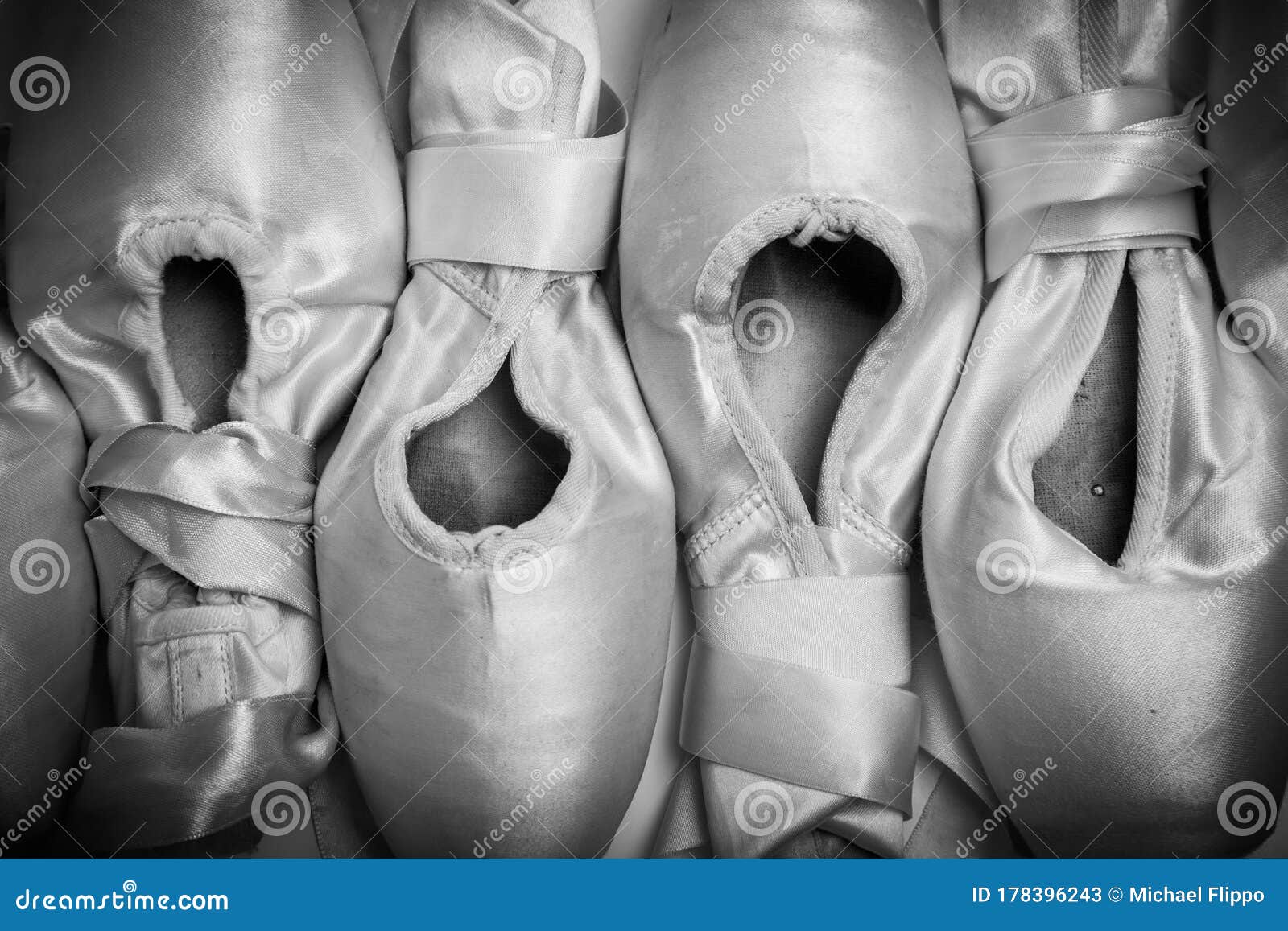 A Group of Used Ballet Slipper or Pointe Shoes Stock Image Image of