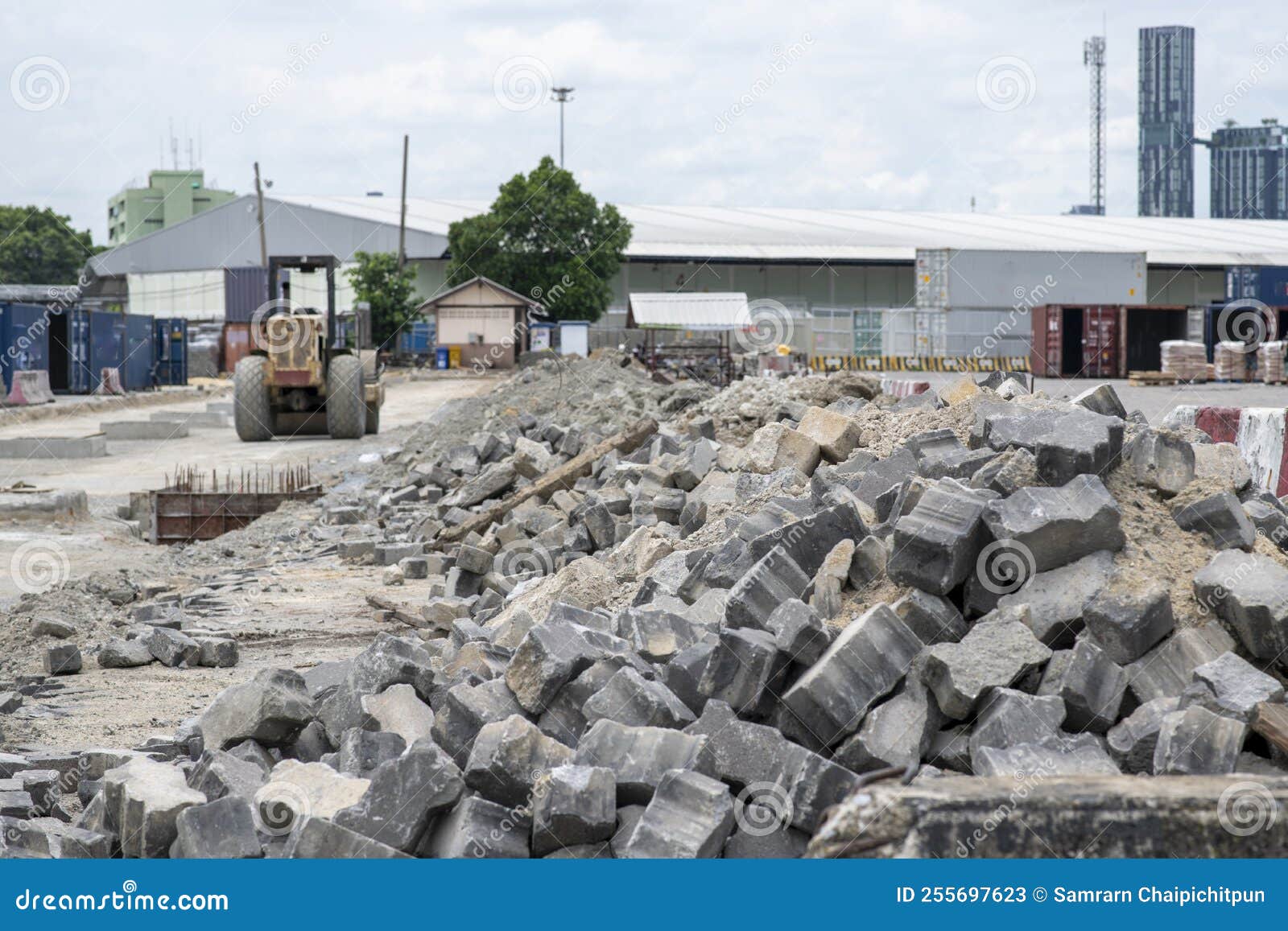 Group of Used Ground Brick in Construction Area Stock Image Image of