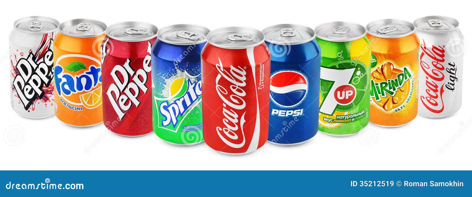 Group Of Various Soda Drinks In Aluminum Cans Isolated On White ...