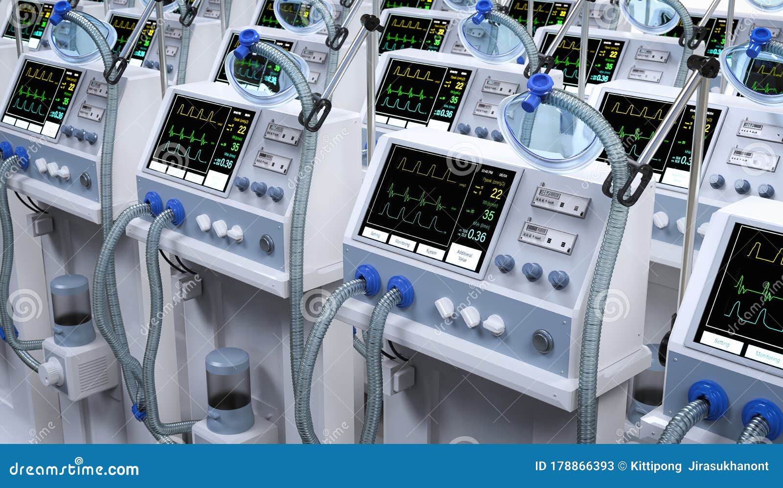 group of ventilator machines