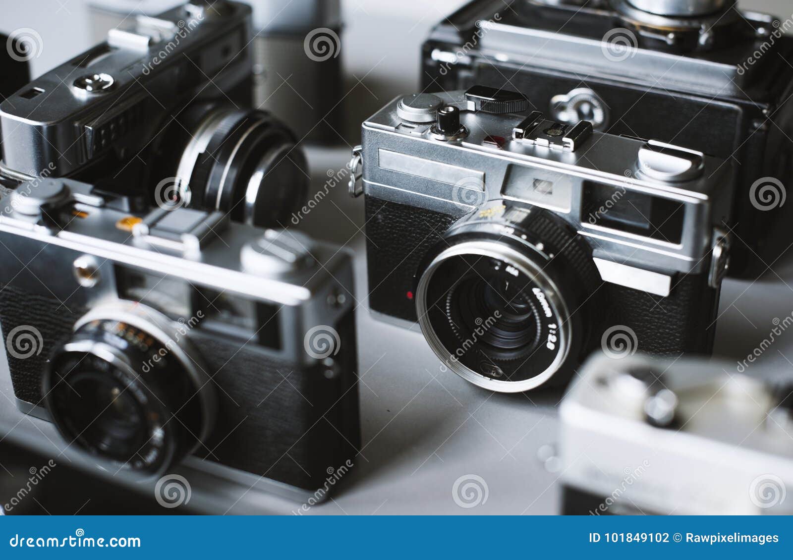 Group of Vintage Film Cameras Stock Photo Image of equipment, closeup