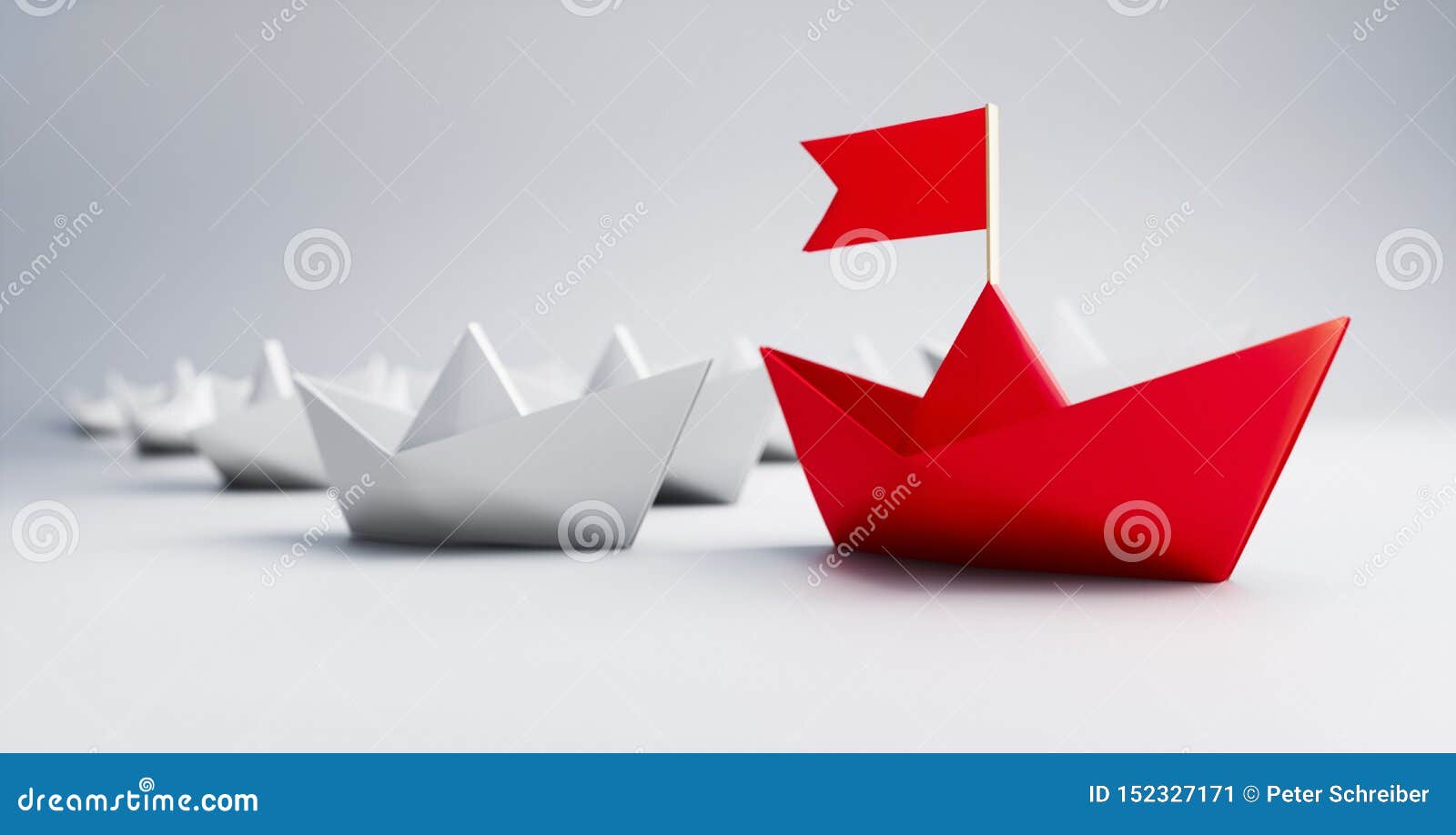 group of white and red paper boats - 3d 