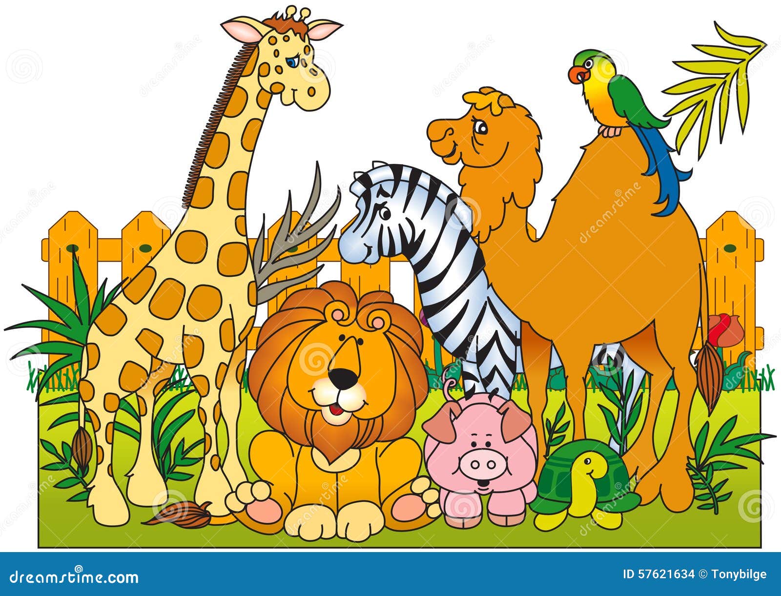 A group of wild animals stock vector. Illustration of cute ...