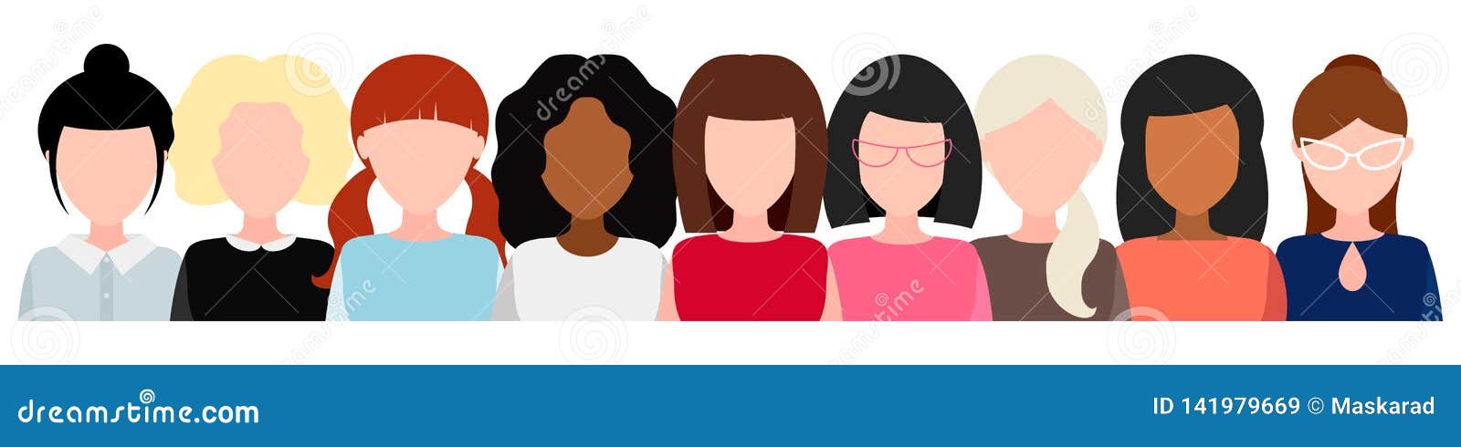 Girl Power Female Diverse Faces Different Stock Vector (Royalty Free)  1500754466