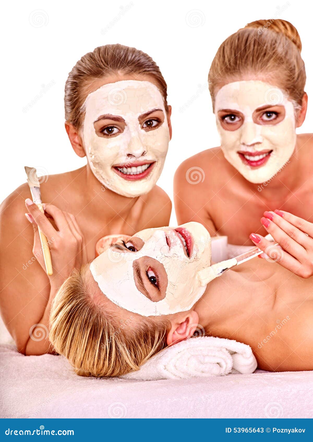group of girls take facial