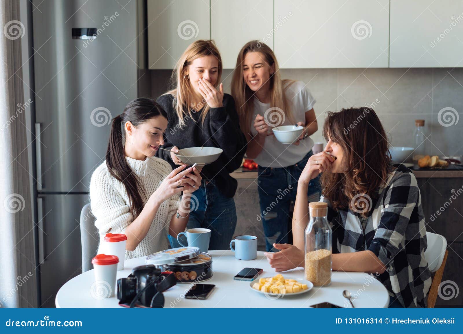 Group of Women in the Kitchen Stock Photo Image of eating, beautiful 131016314