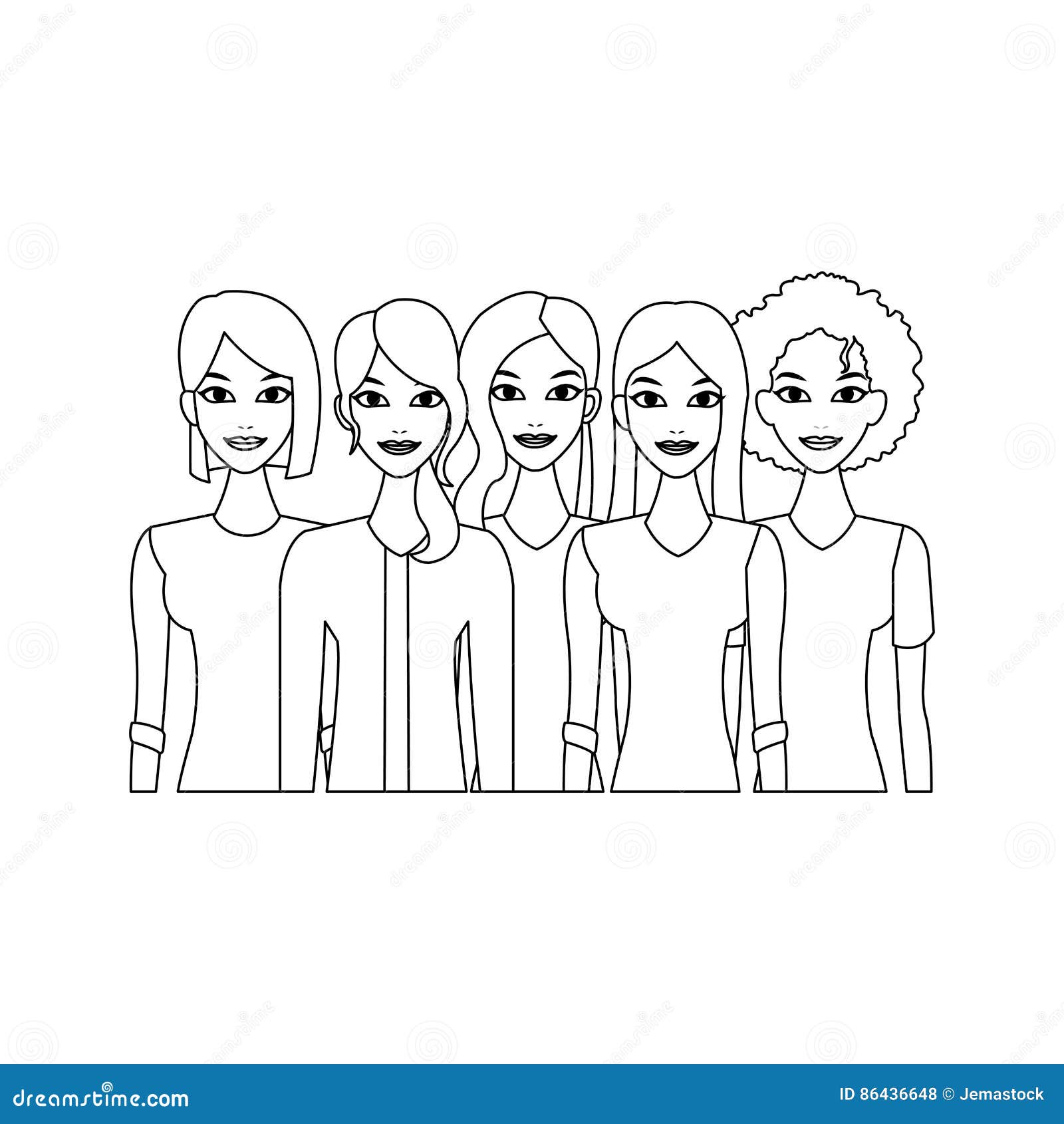 Group of women stock vector. Illustration of cute, positive - 86436648