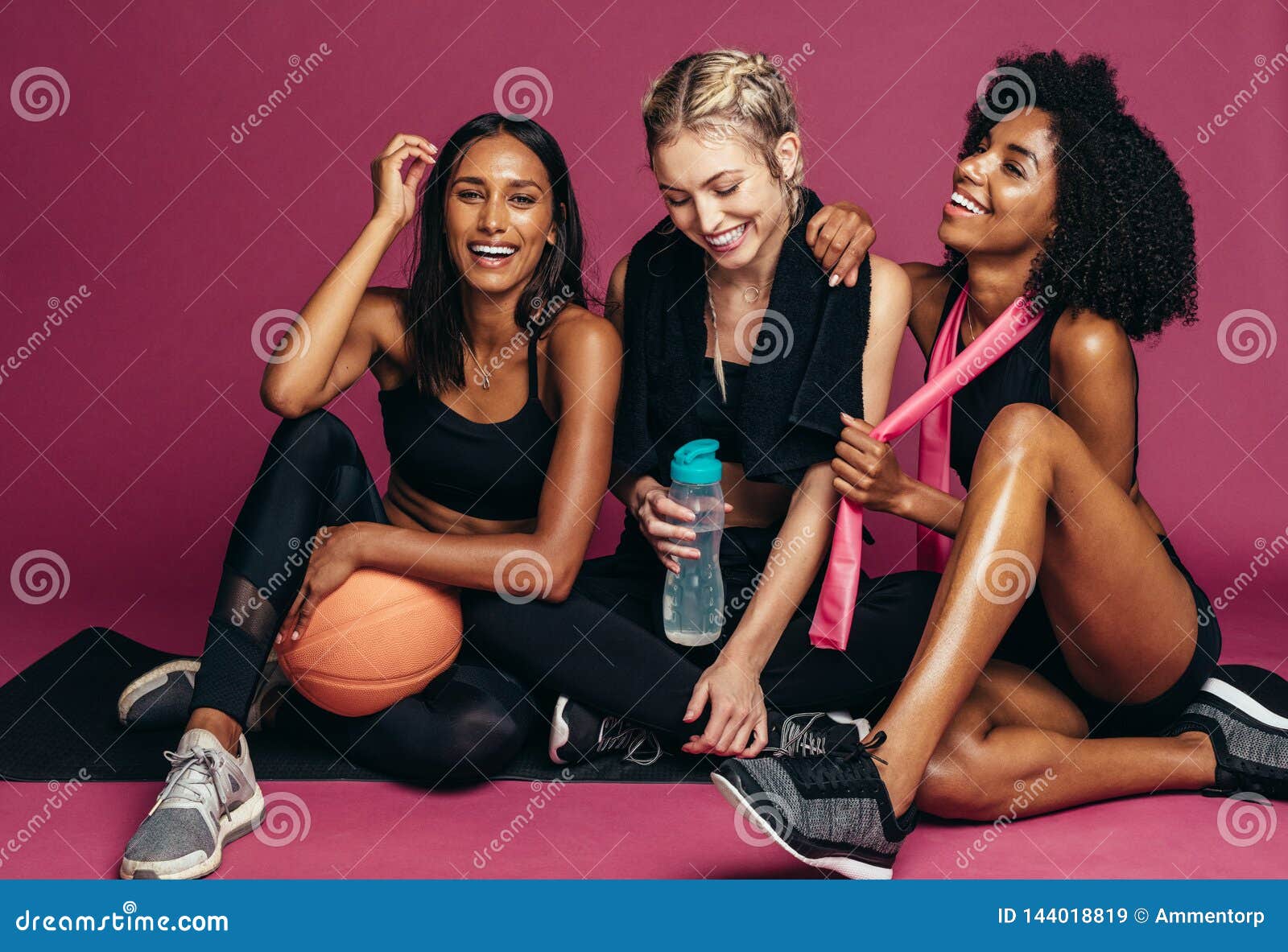 Group Of Women Taking Break After Workout Stock Image Image Of Fitness Ethnicity 144018819