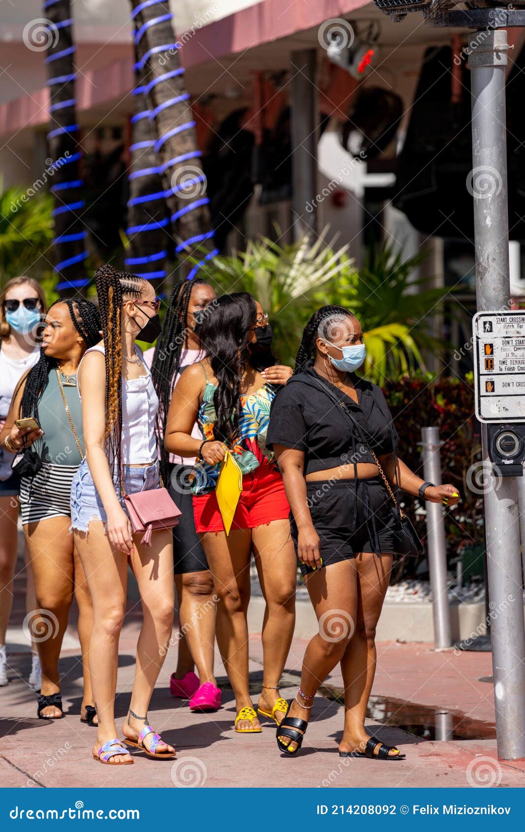 Group of Women Walking in Miami Beach Spring Break 2021 Editorial