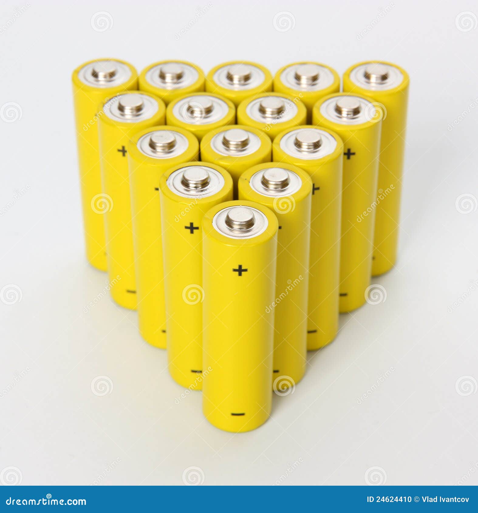 Group of yellow batteries. stock photo. Image of object 24624410