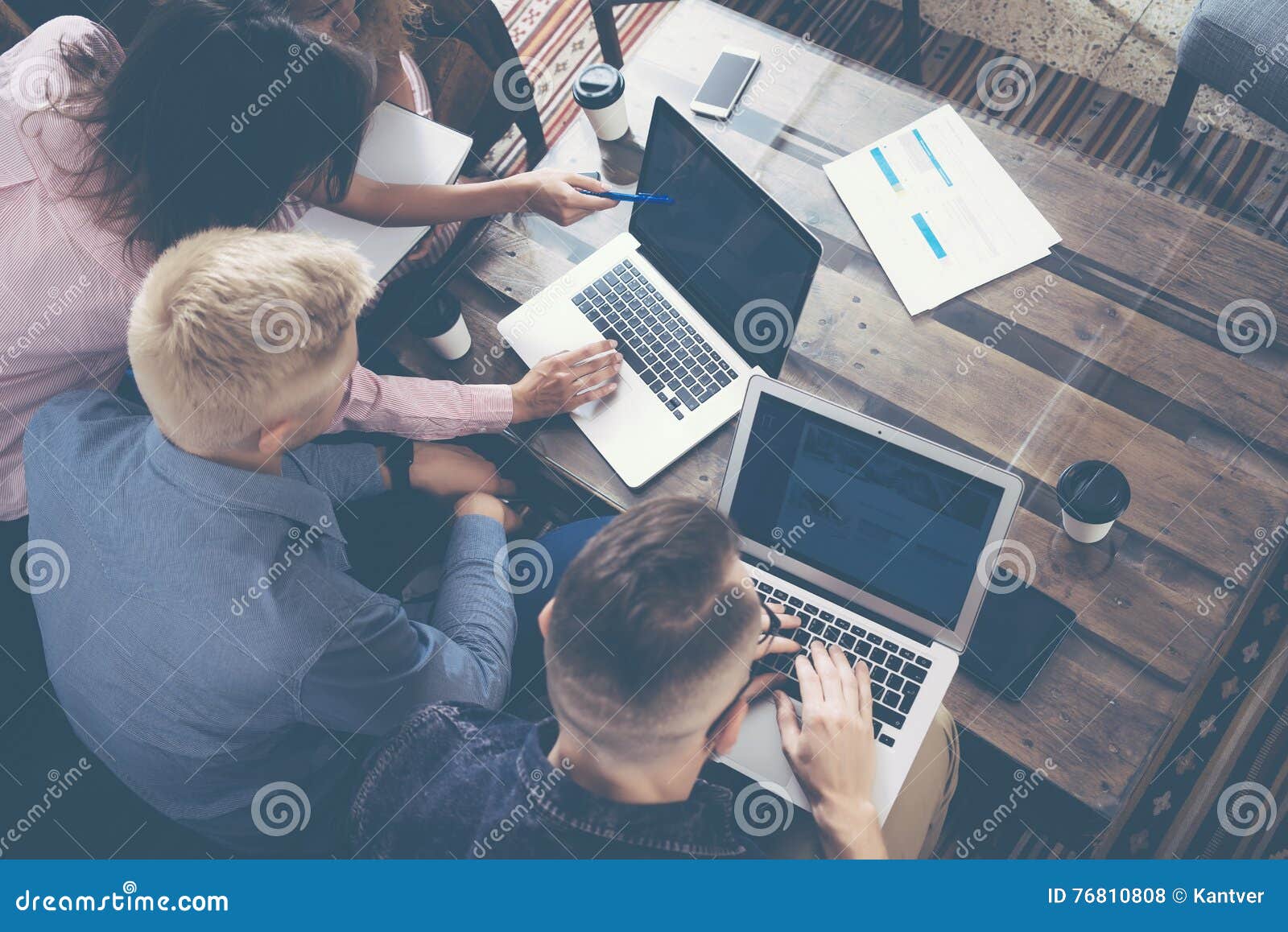 group young coworkers team making excellent business decisions.creative people discussion corporate work concept modern