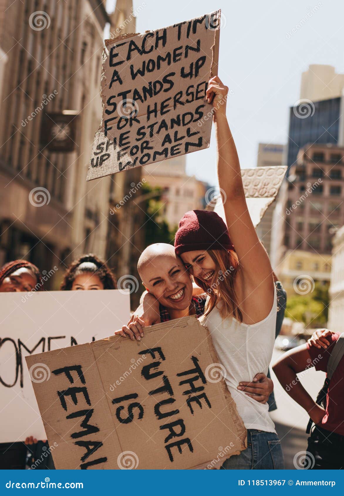 Happy Young Activists Protesting with Signboards Stock Image - Image of ...