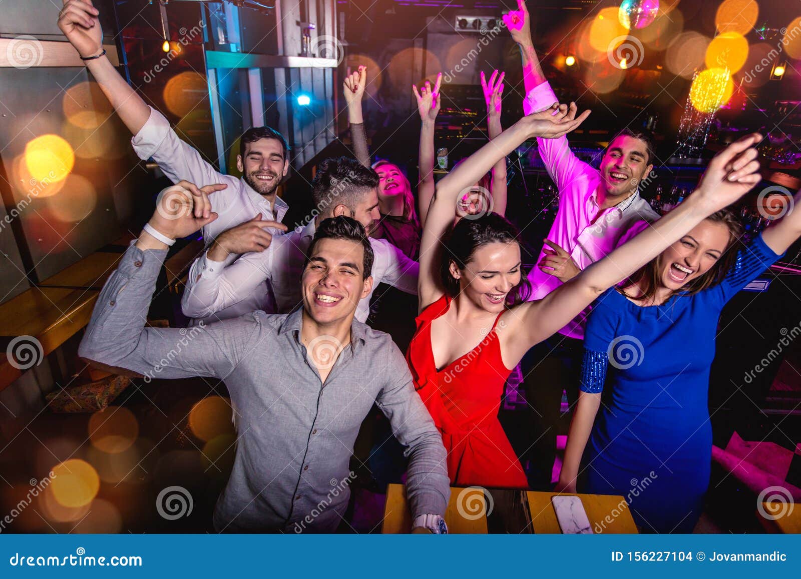 Group of Friends Partying in a Nightclub Stock Photo - Image of night ...