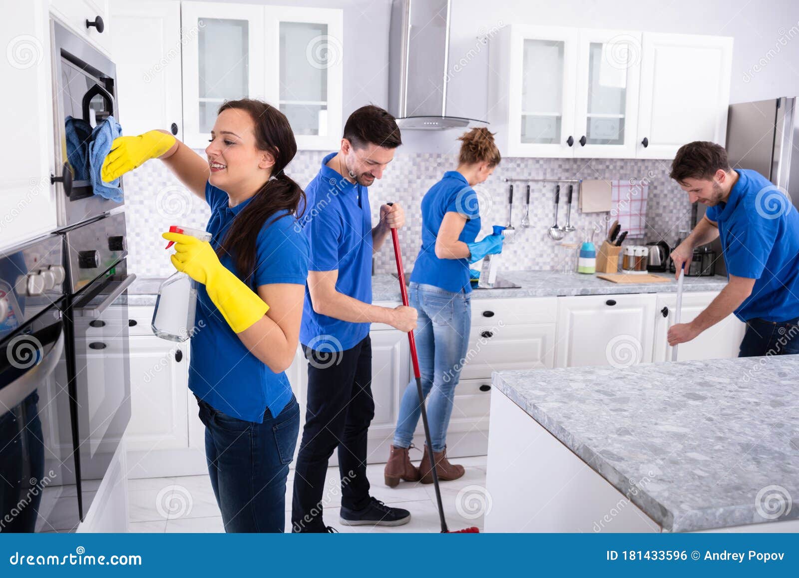 Janitors Cleaning Kitchen stock photo. Image of janitor 181433596