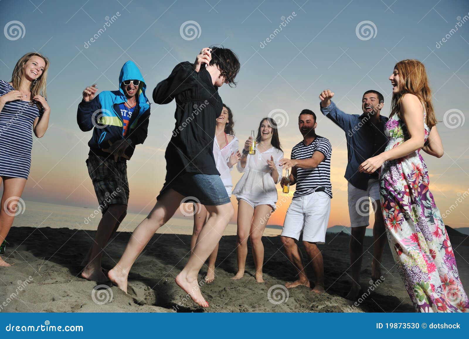 Group Of Young People Enjoy At The Beach Stock Photo - Image: 19873530