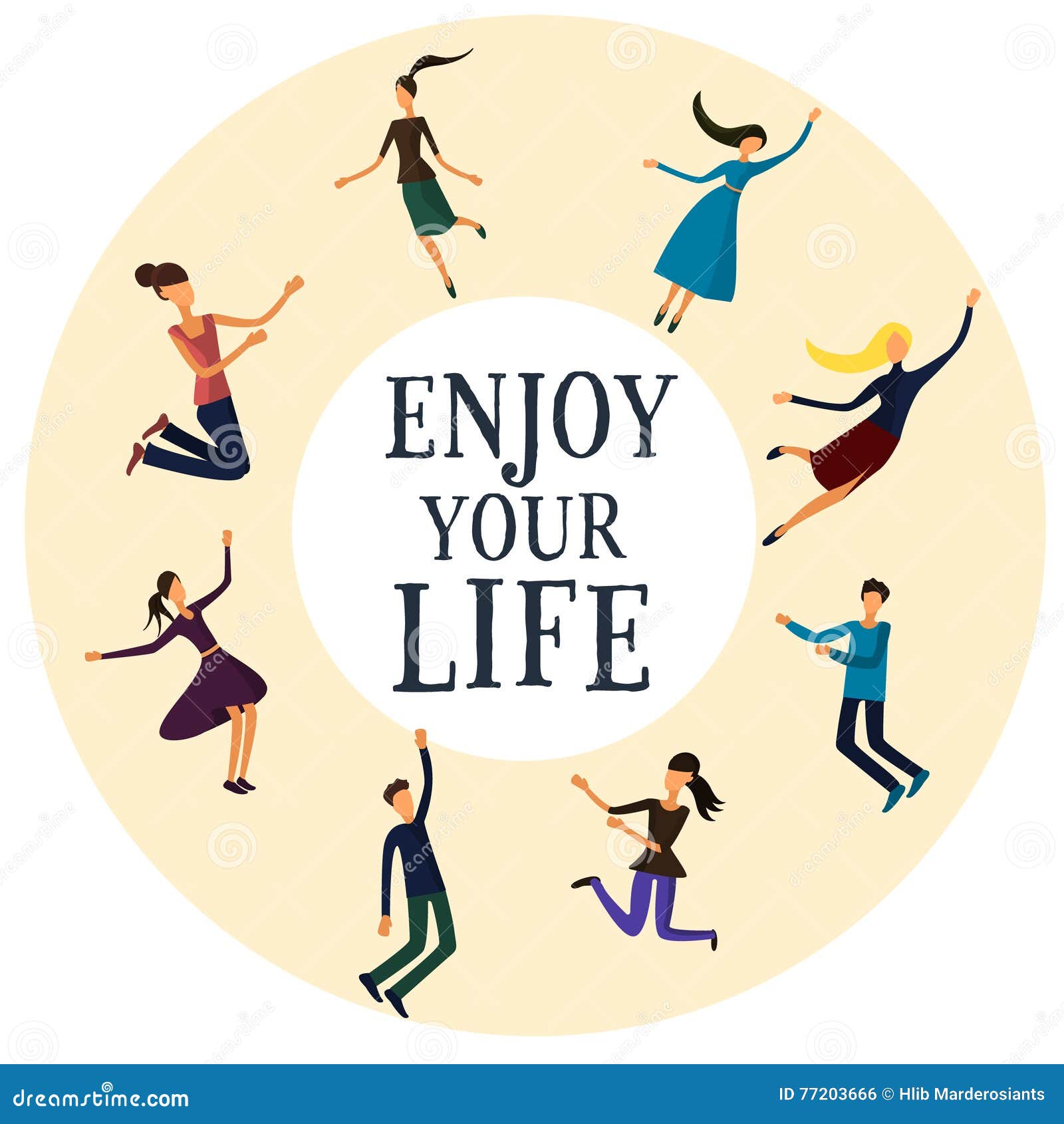 Group of Young People Enjoy Life . Vector Stock Illustration - Illustration  of enjoy, girl: 77203666