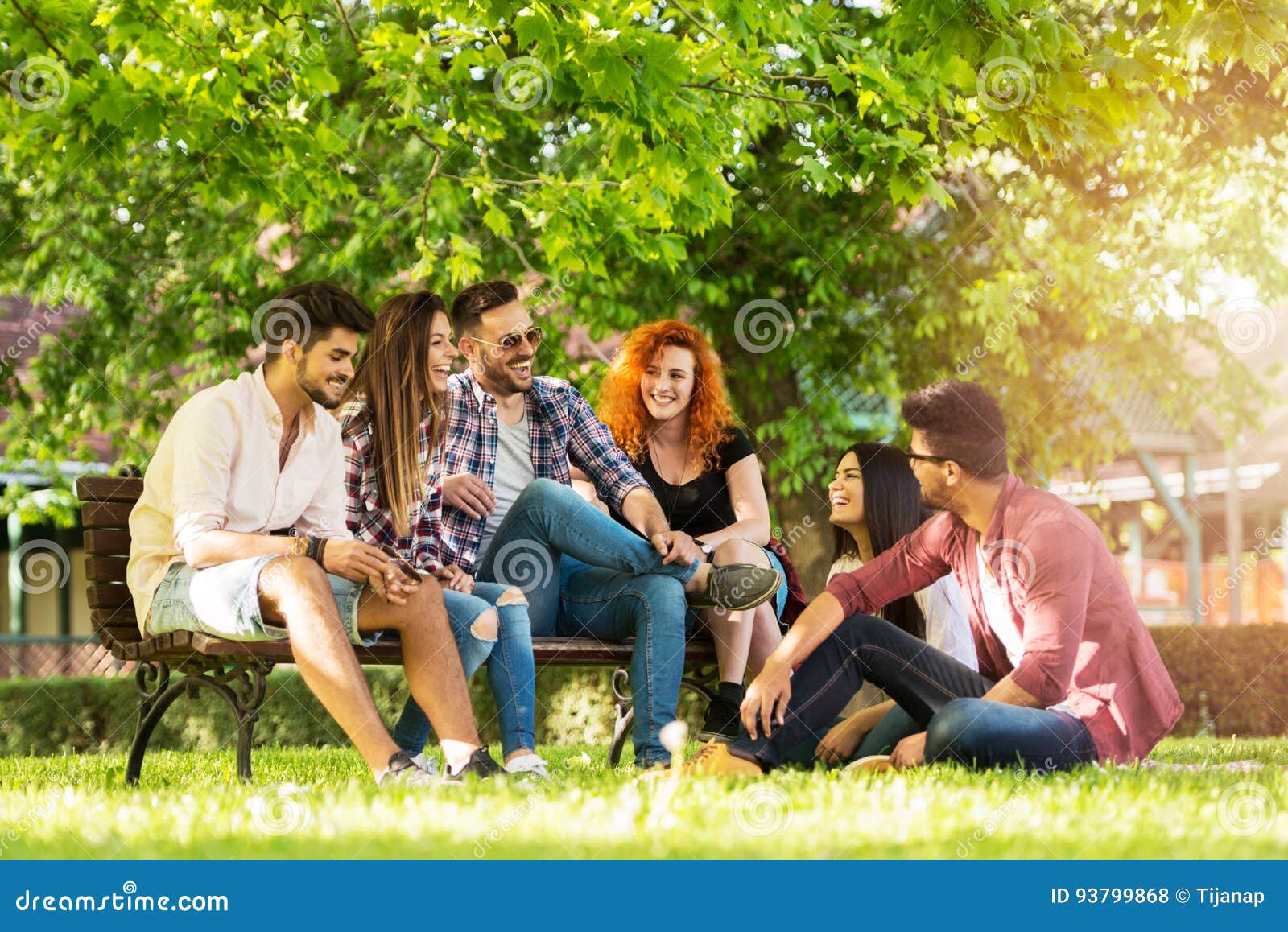 group of young people having fun outdoors