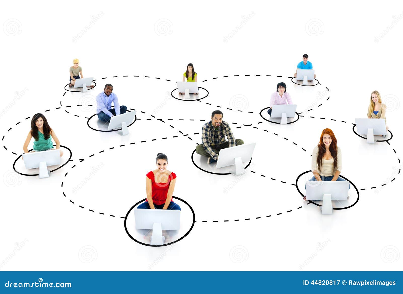 group of young people social networking