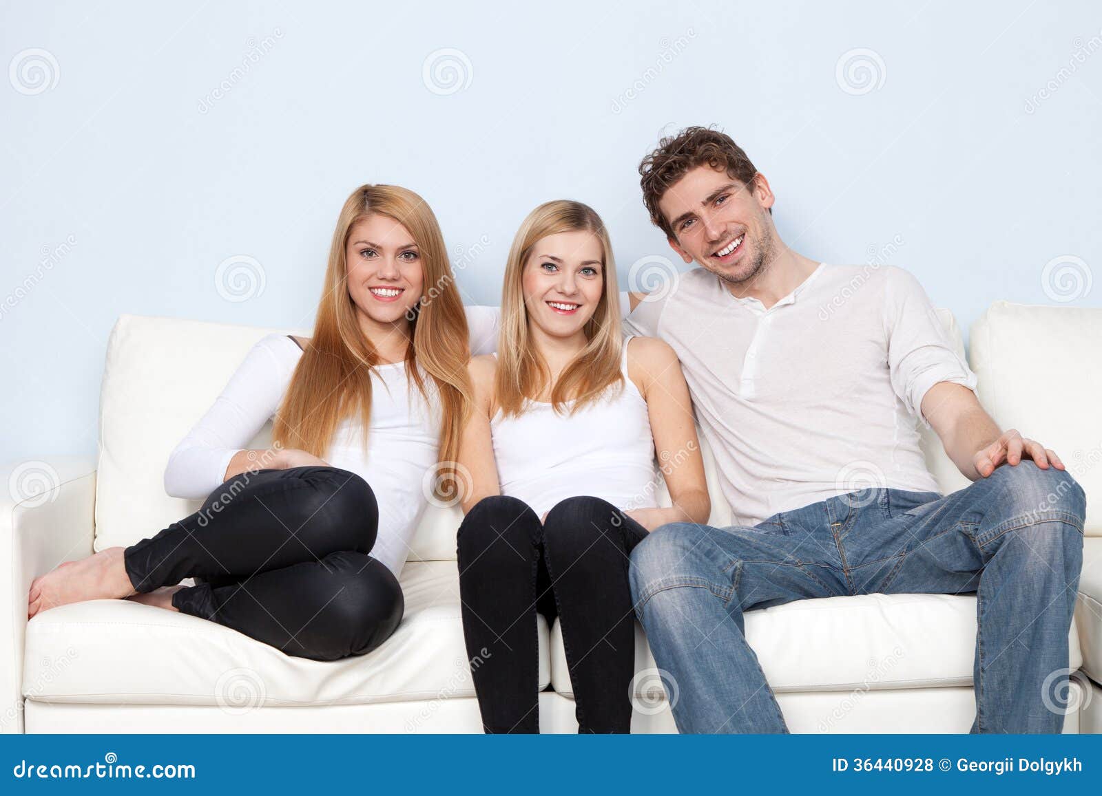 Group of Young People on a Sofa Stock Photo Image of company, student
