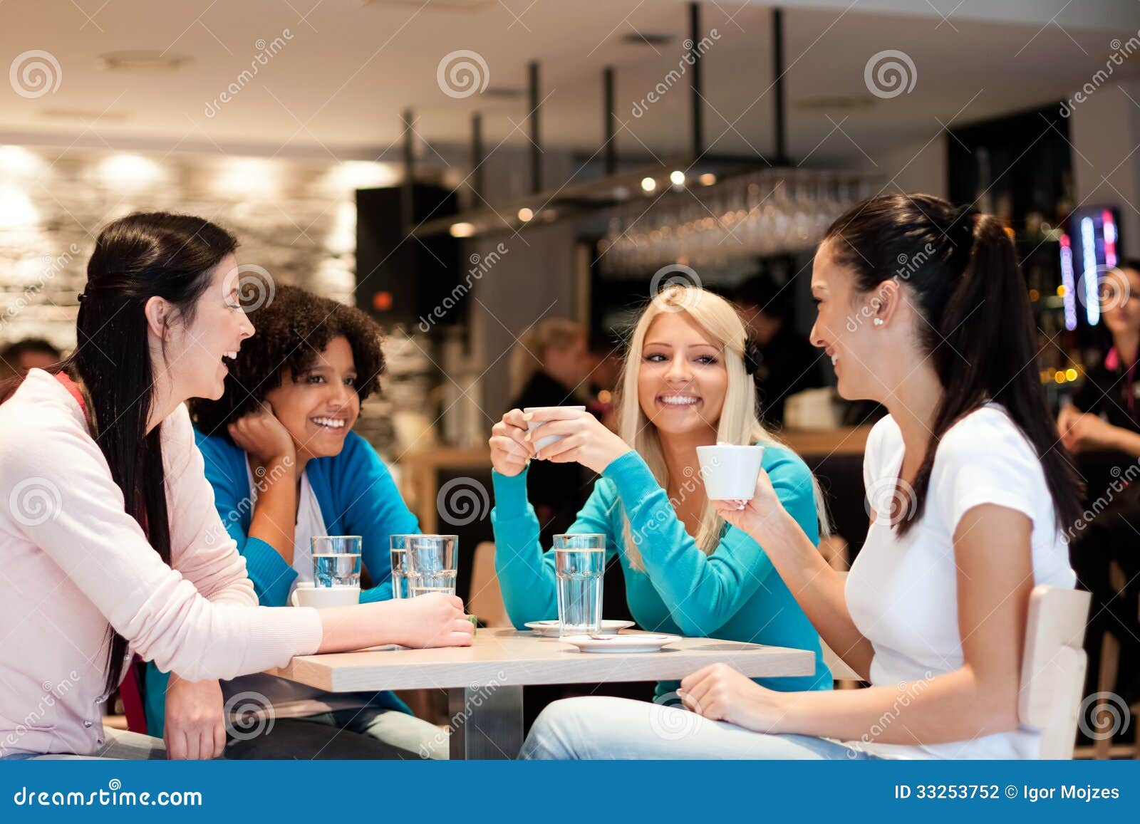 group of young women on coffee break