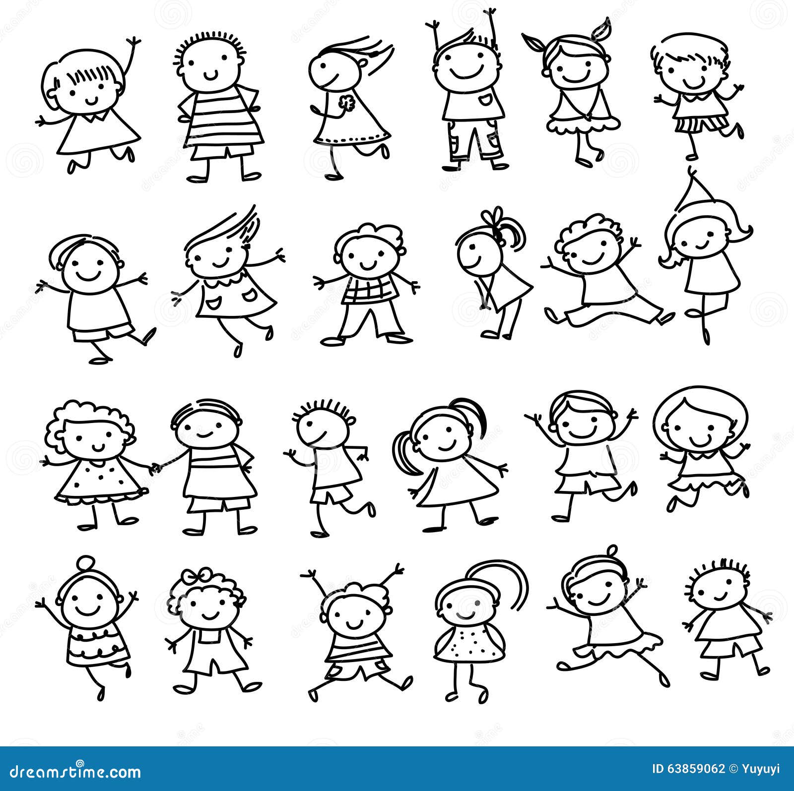 illustration stock groupe d enfants croquis de dessin image