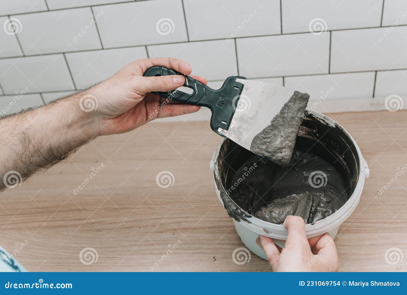 Grouting Tiles in the Kitchen. Repair Stock Photo Image of ceramic, bathroom 231069754