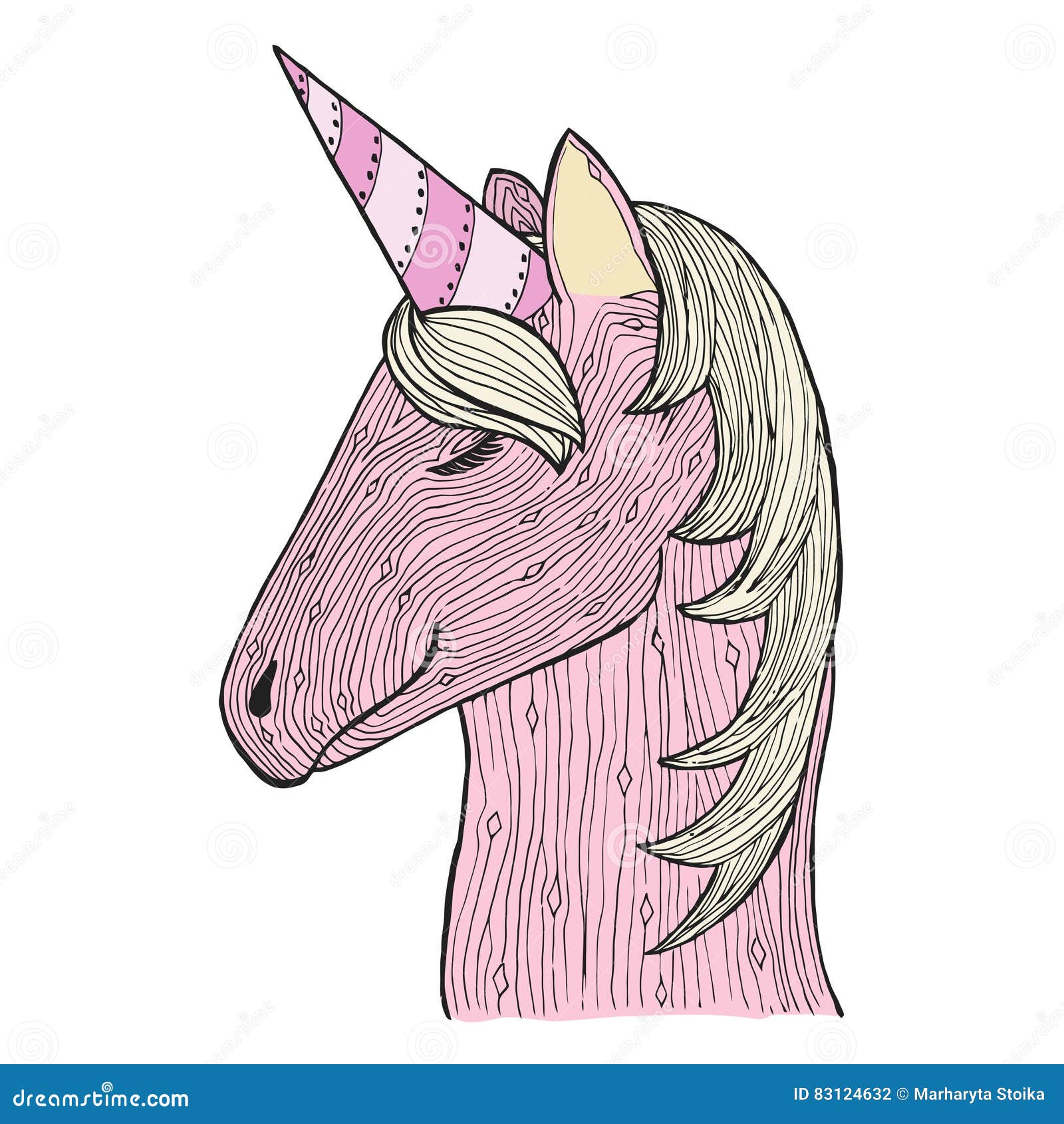 Groviglio di zen e unicorno di scarabocchio Giumenta di rosa di Zentangle Cavallo di magia di Zendoodle Libro da colorare di vett