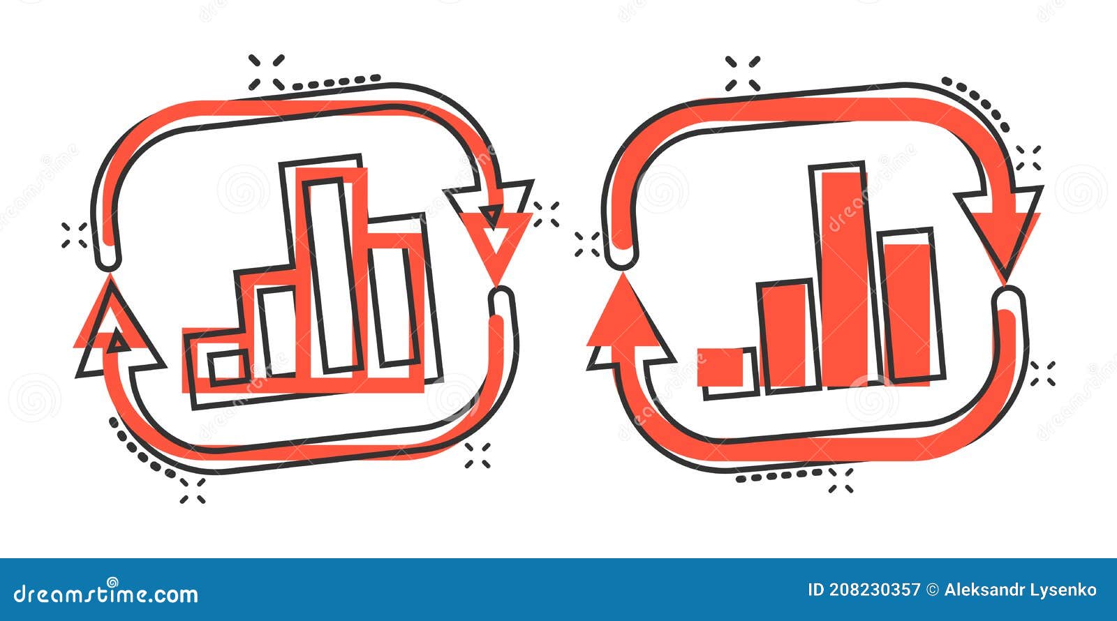 Growing Bar Graph Icon in Comic Style. Increase Arrow Cartoon Vector ...