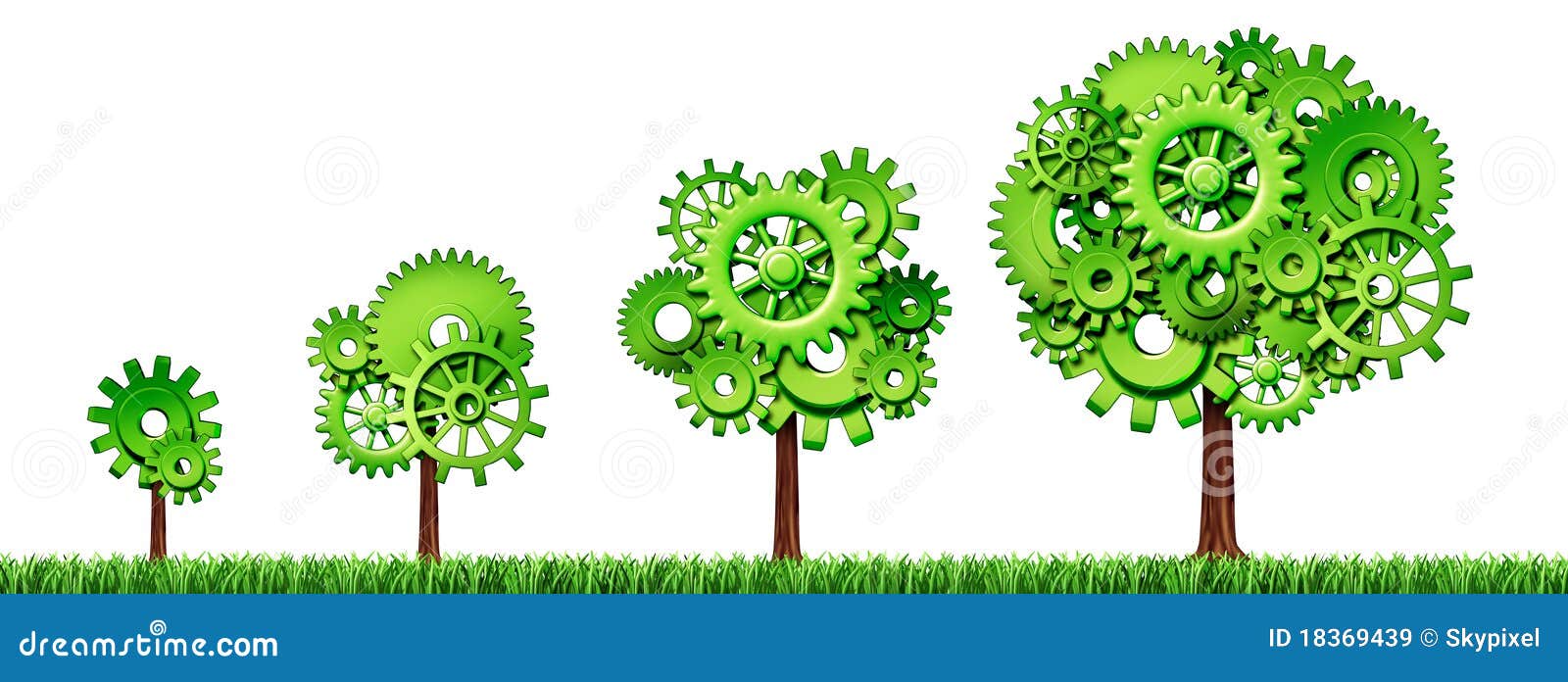 growing economy  with trees and gears