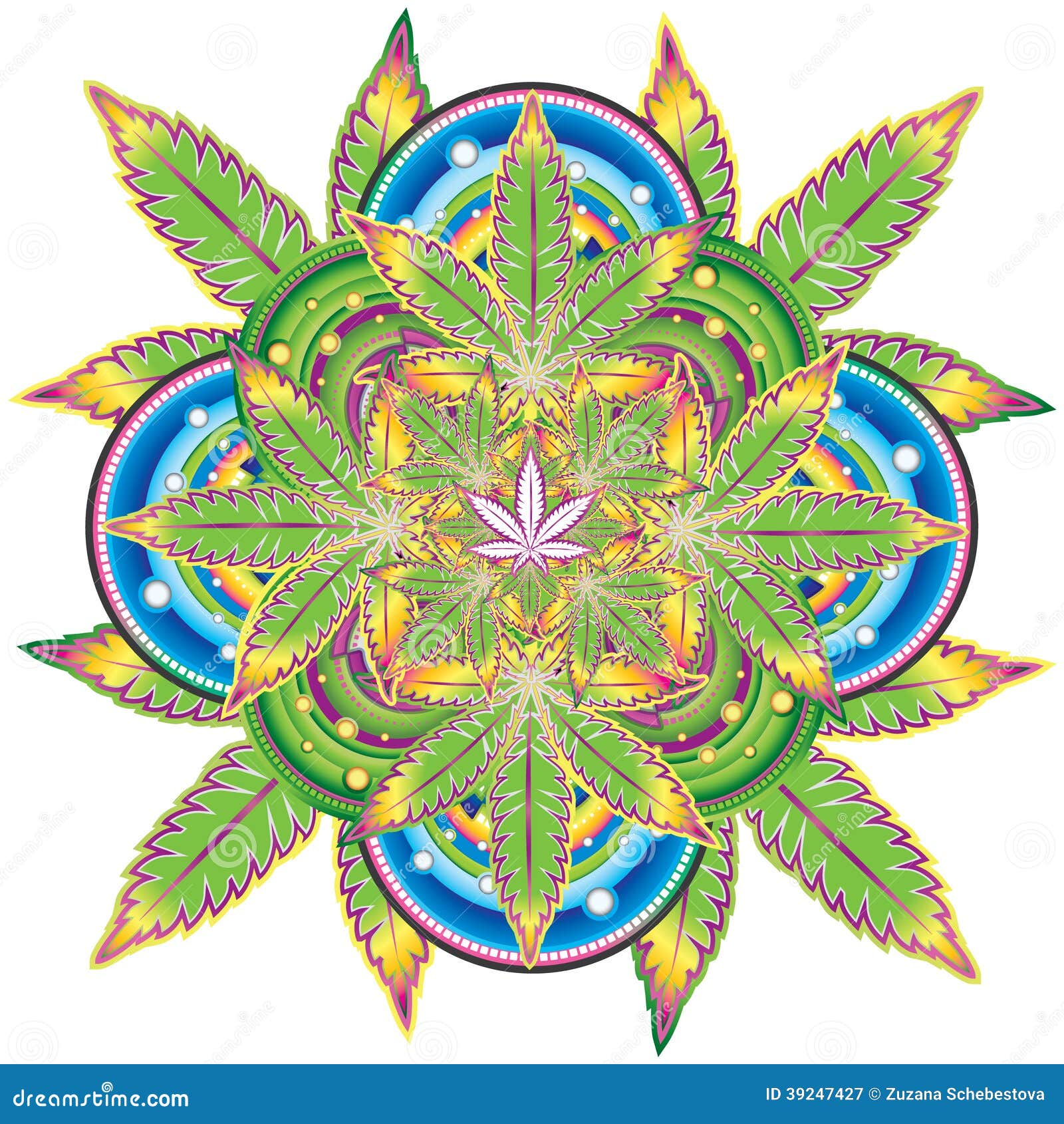 Growing Marijuana Leaf Kaleidoscope Symbol Stock Illustration Image