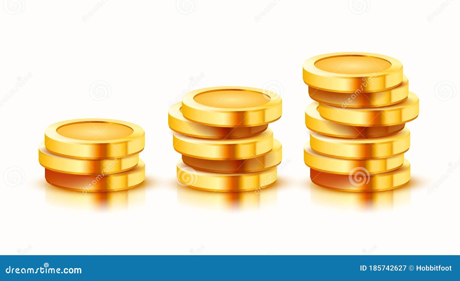 Growing Stack of Golden Coins Isolated on White Background. Economics ...