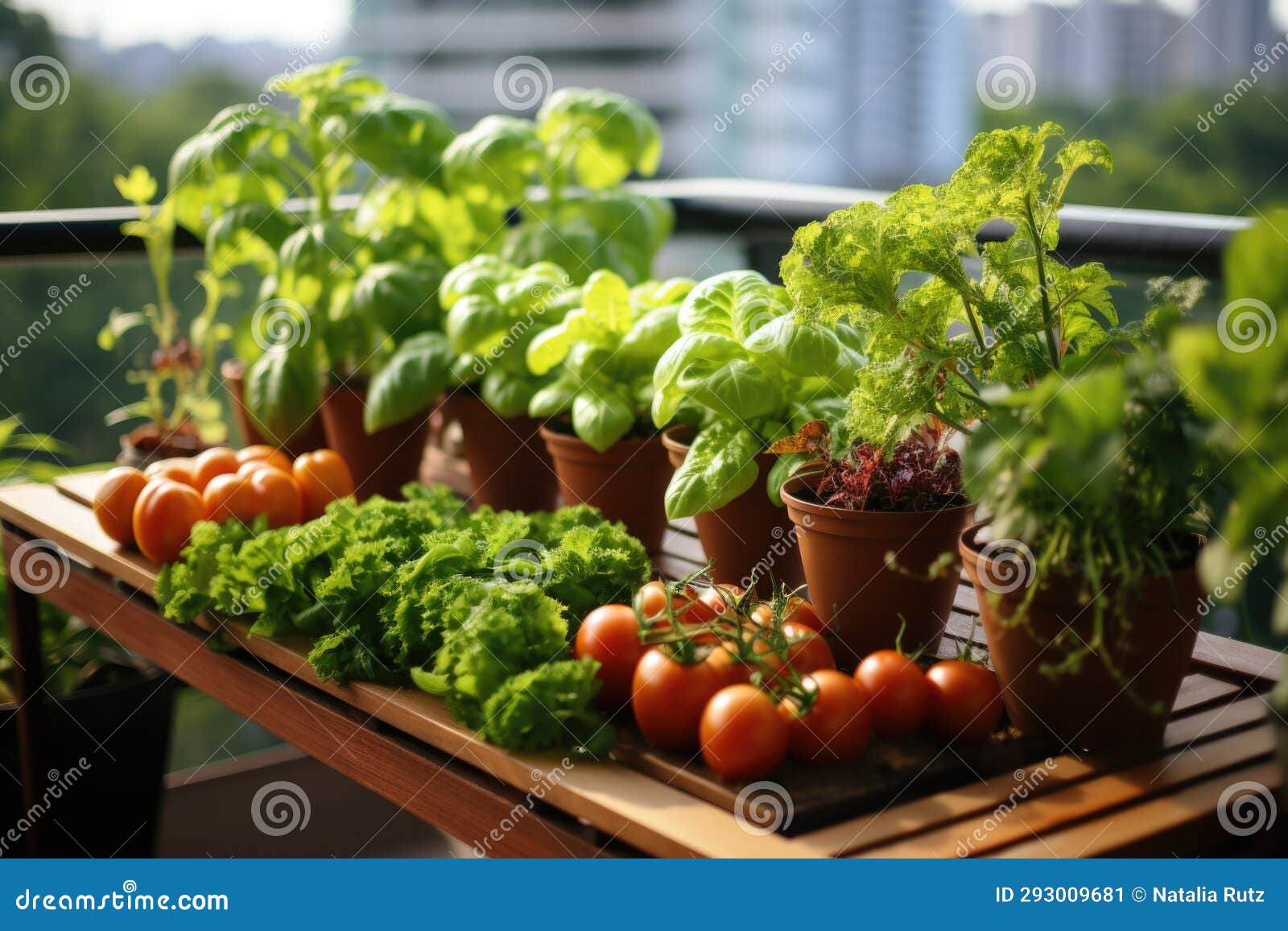 Vegetables and Herbs on the Balcony Ai Created Stock Illustration