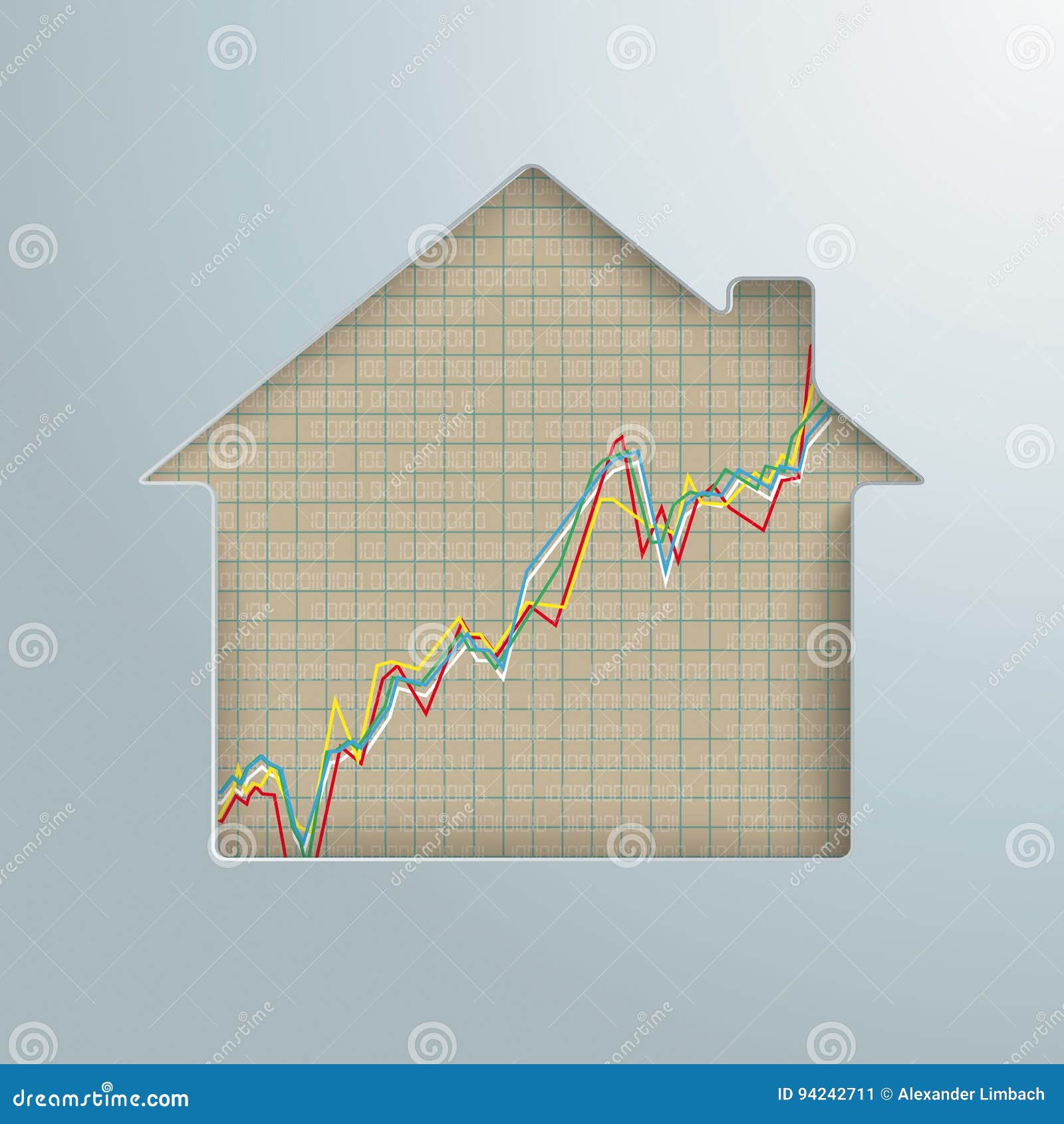 Growth Chart House Hole Real Estate Market Stock Illustration