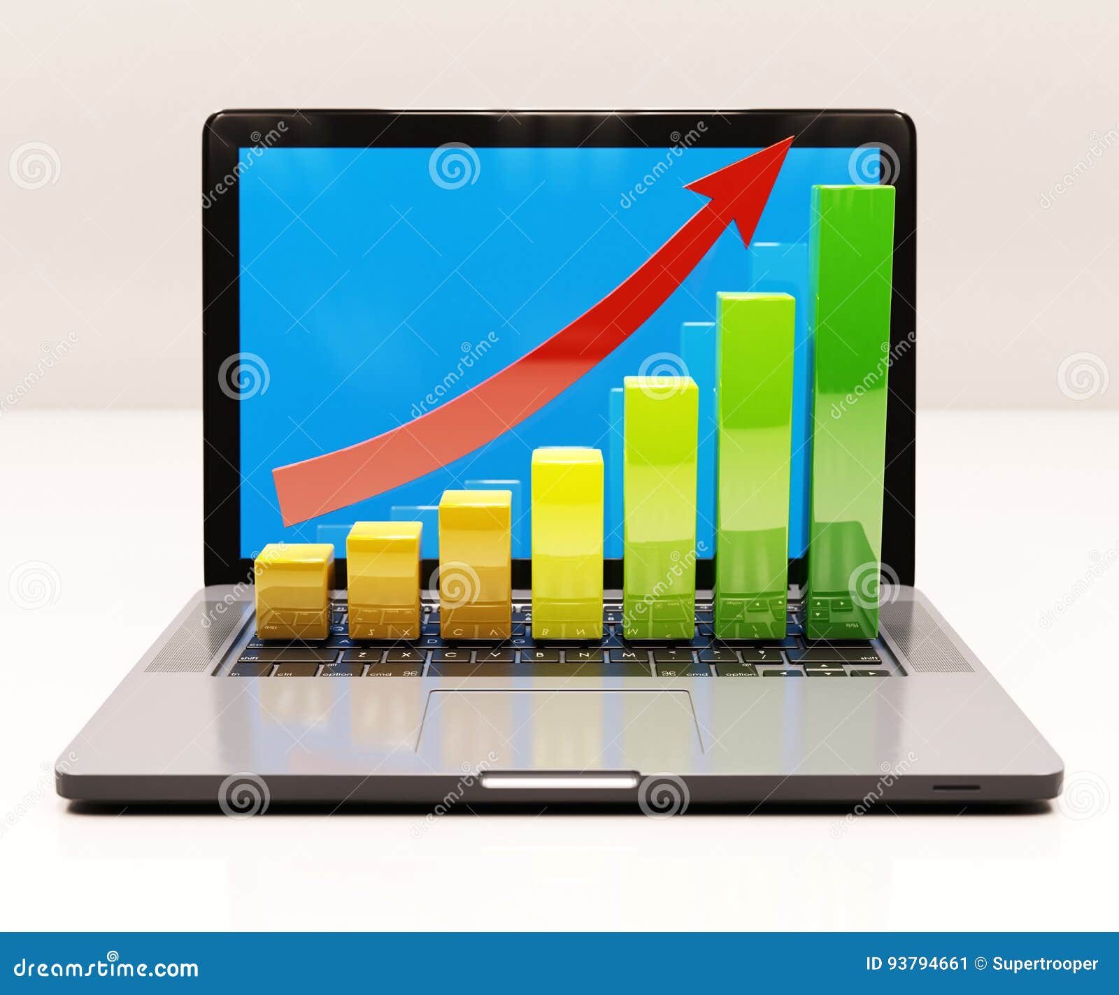 Growth Chart on Laptop Computer Stock Image Image of grow, growth