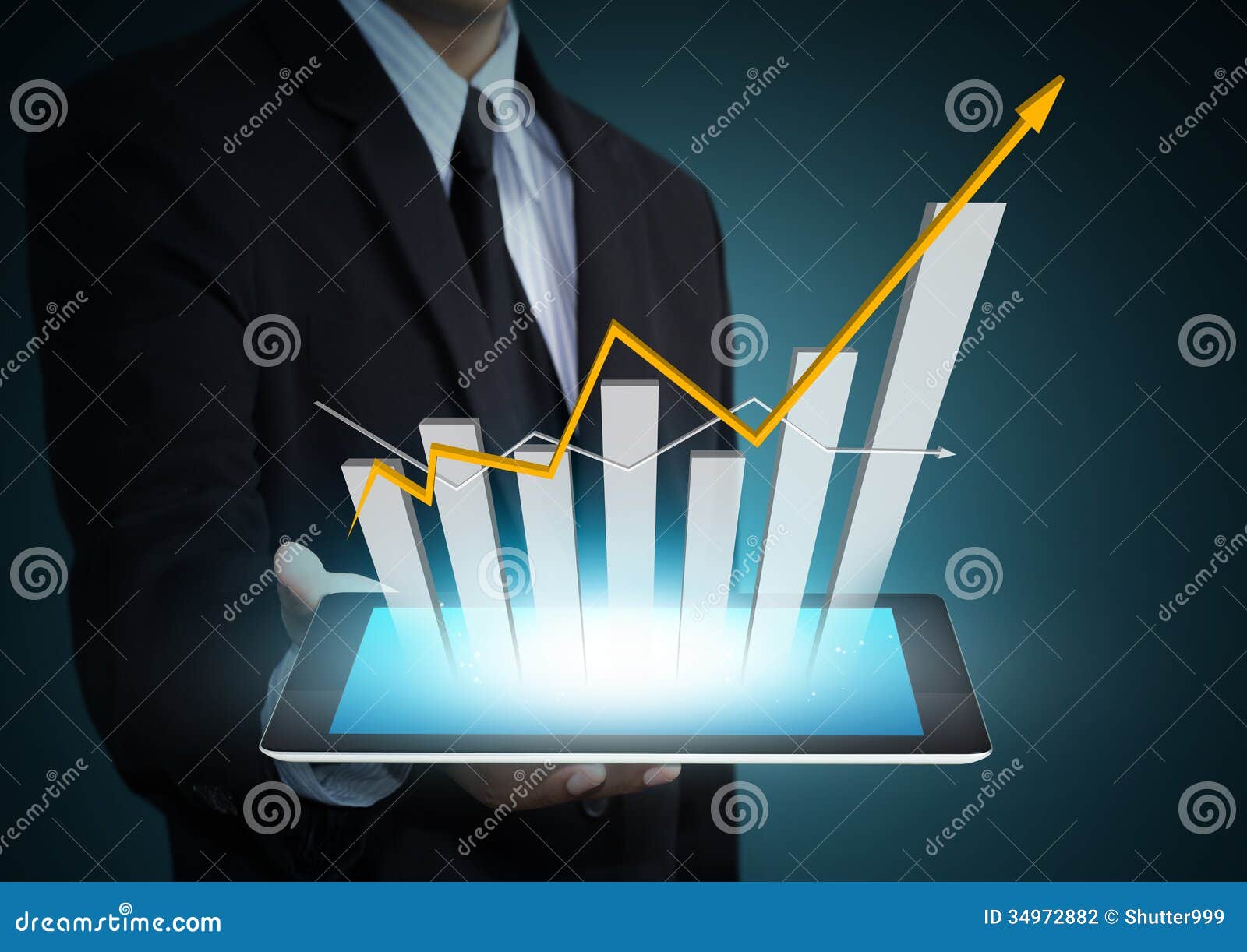 Growth Chart On Tablet Technology Stock Photography - Image: 34972882