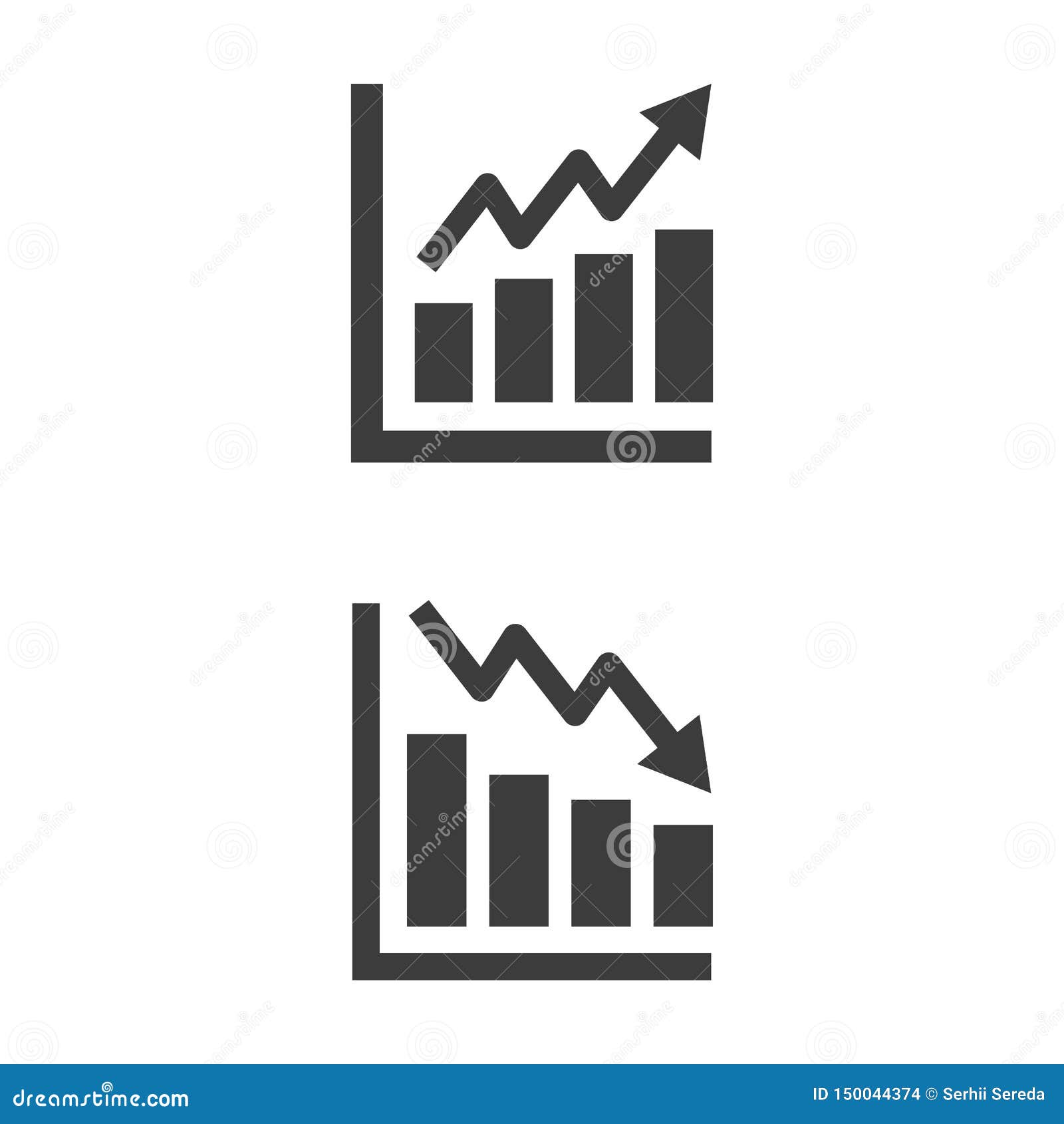 Growth and Decrease Icon on White Background Stock Illustration ...