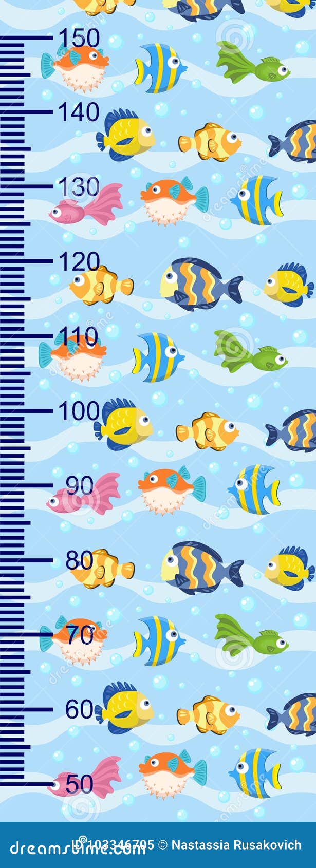 Download Growth Measures With Fish In The Sea. Stock Vector - Illustration of cute, collection: 103346705