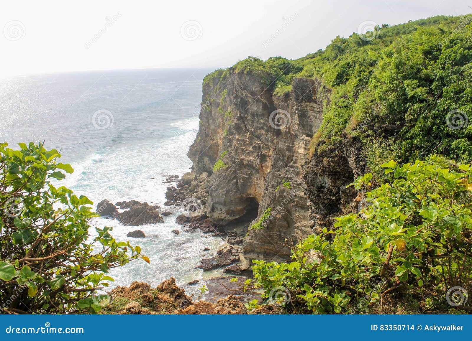Großer Felsen Oder Klippe Im Meer Stockfoto Bild von vegetation