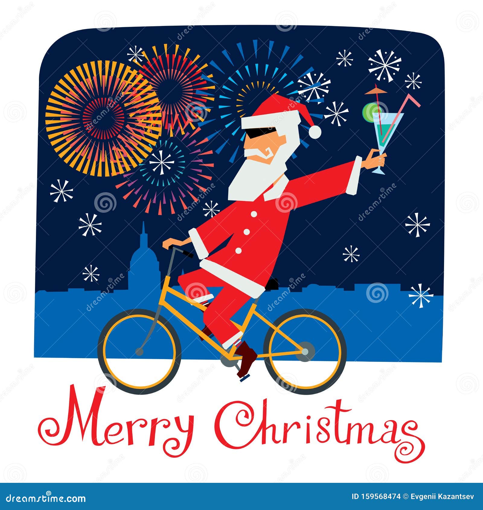 Weihnachtsmann Auf Fahrrad Stock Illustrationen Vektoren Kliparts 69 Stock Illustrationen